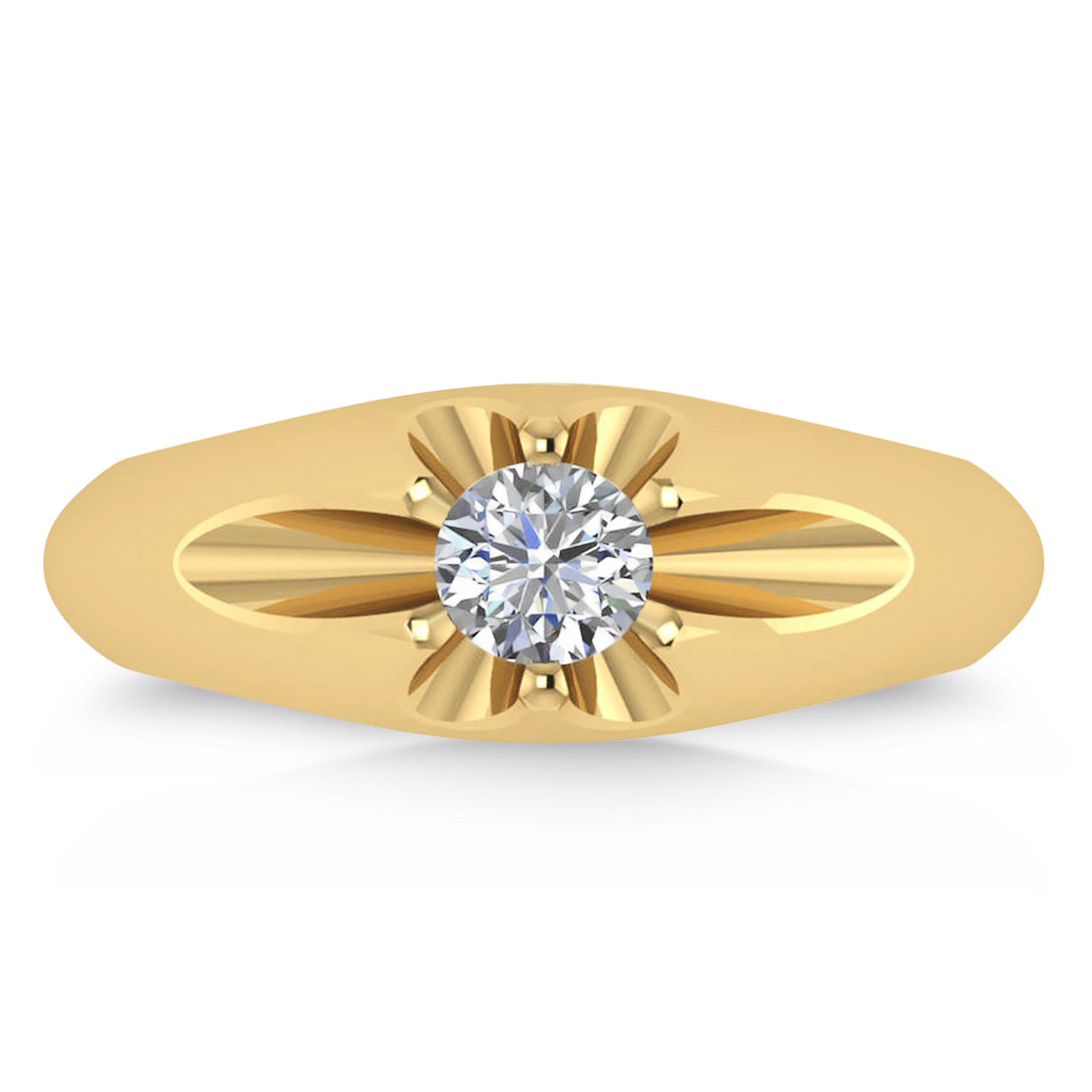 Men's Solitaire Diamond Ring 14k Yellow Gold (0.50ct)