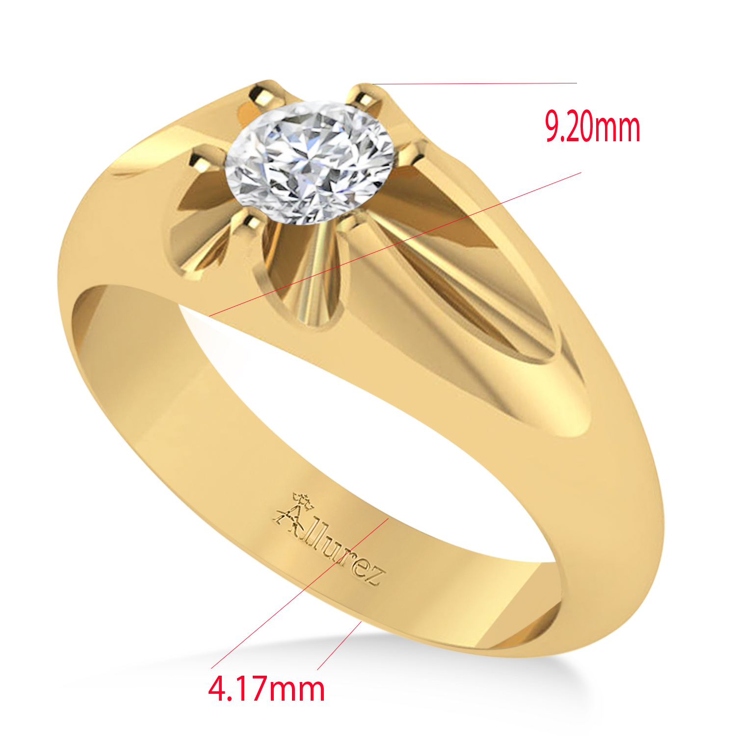 Men's Solitaire Diamond Ring 14k Yellow Gold (0.50ct)