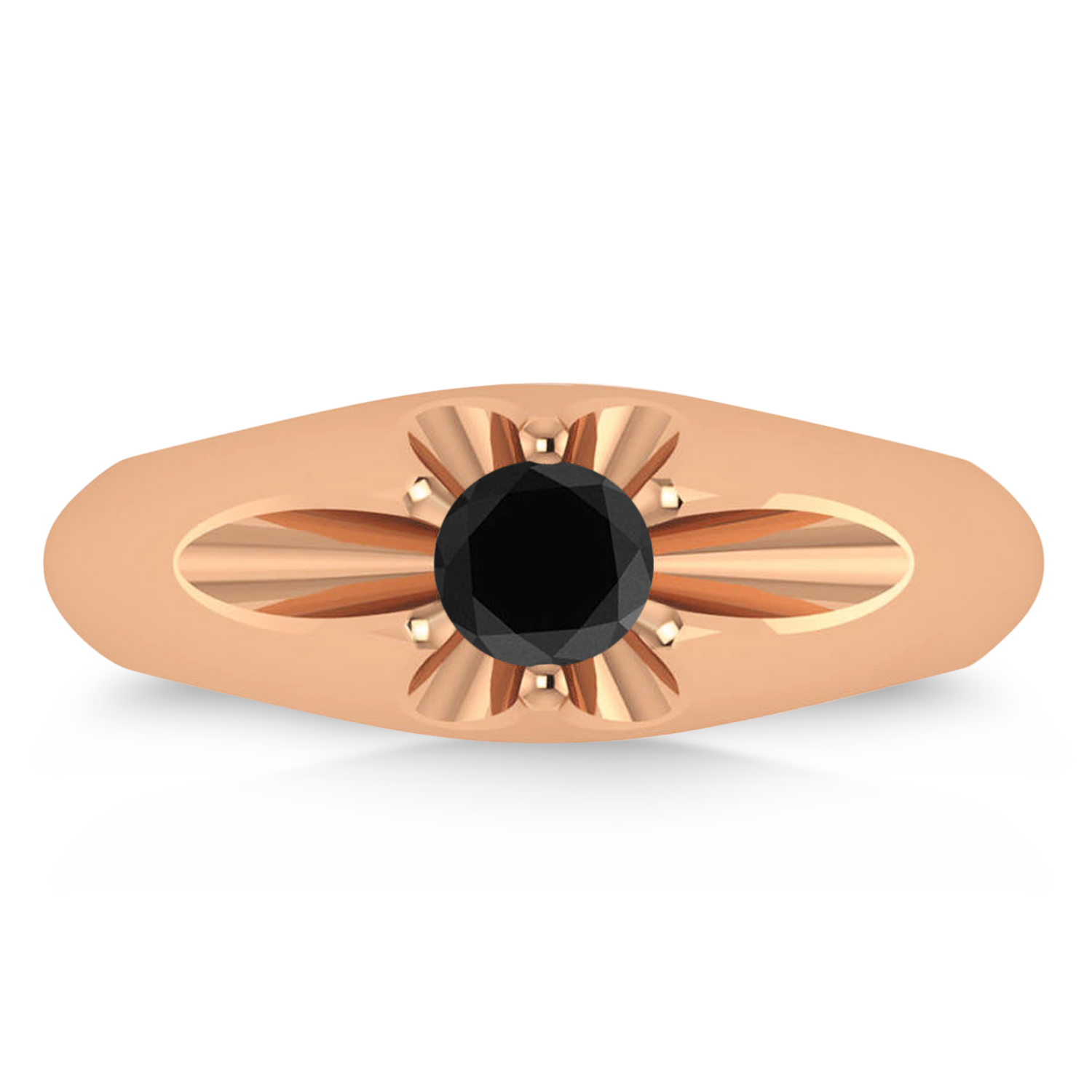 Men's Solitaire Black Diamond Ring 14k Rose Gold (0.50ct)