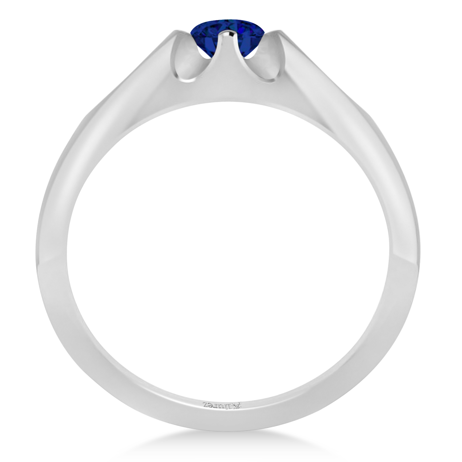 Men's Solitaire Blue Sapphire Ring 14k White Gold (0.50ct)