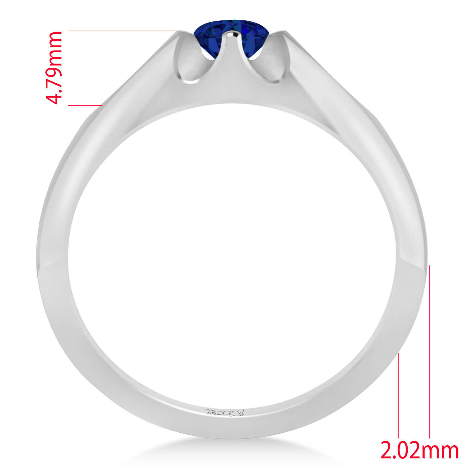 Men's Solitaire Blue Sapphire Ring 14k White Gold (0.50ct)