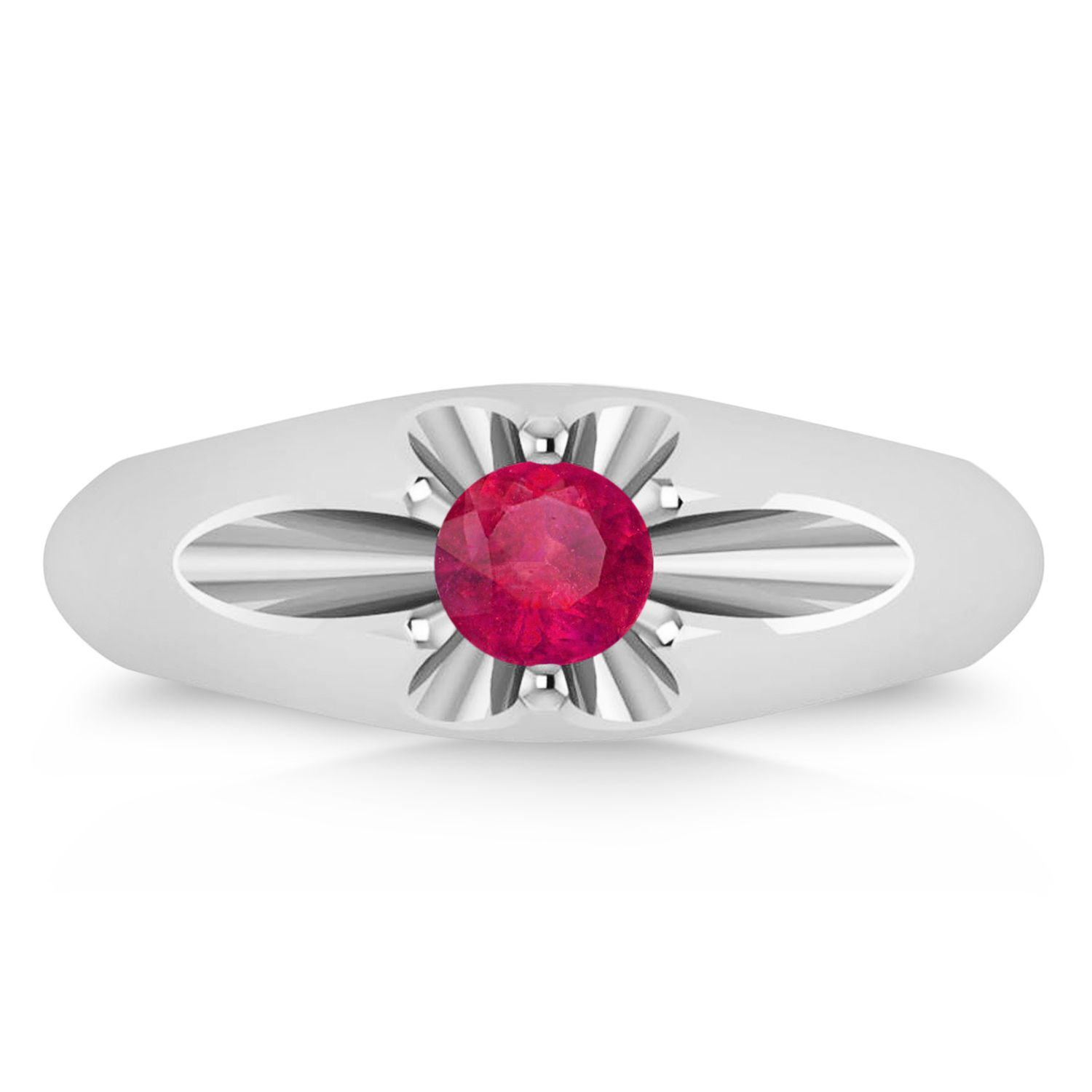 Men's Solitaire Ruby Ring 14k White Gold (0.50ct)