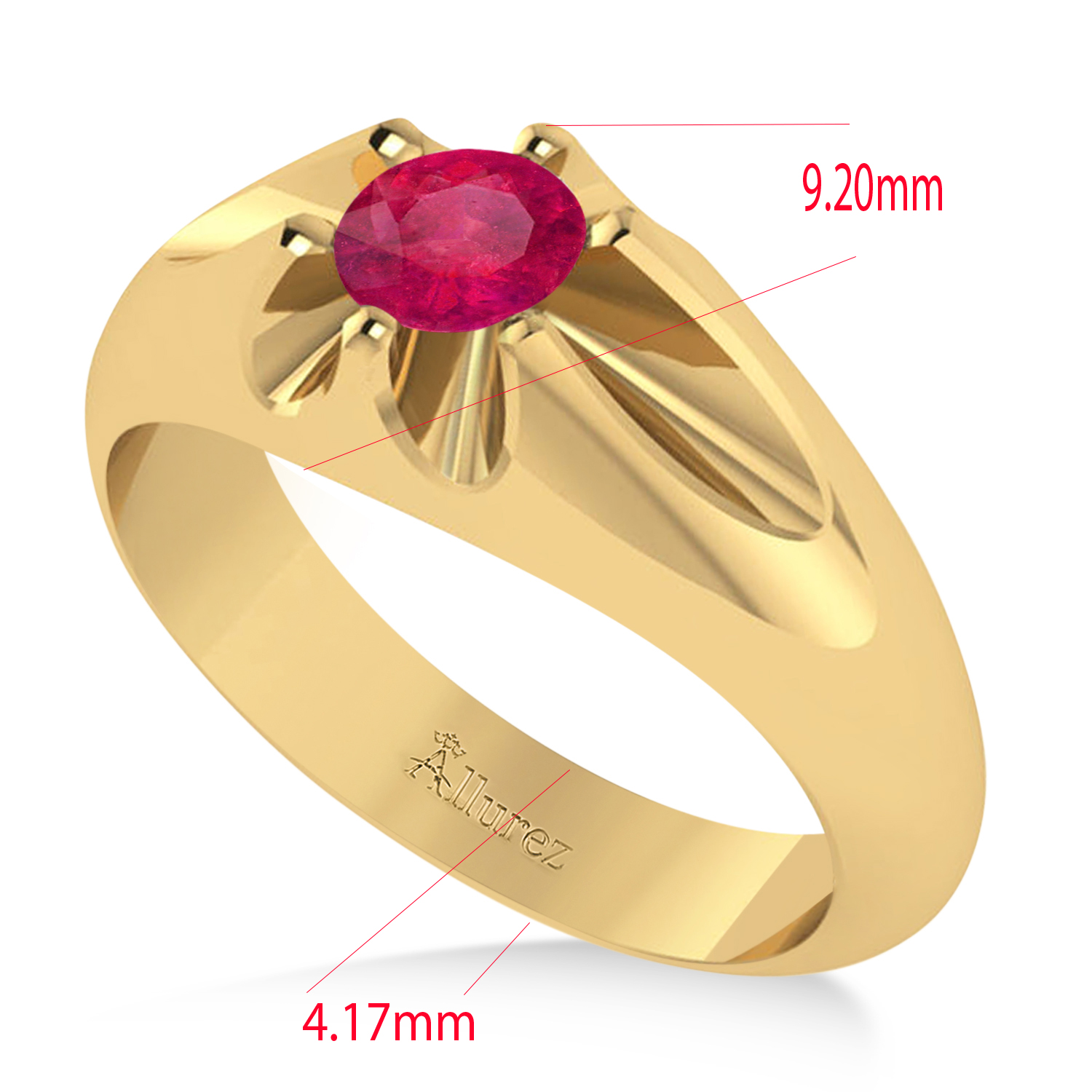 Men's Solitaire Ruby Ring 14k Yellow Gold (0.50ct)