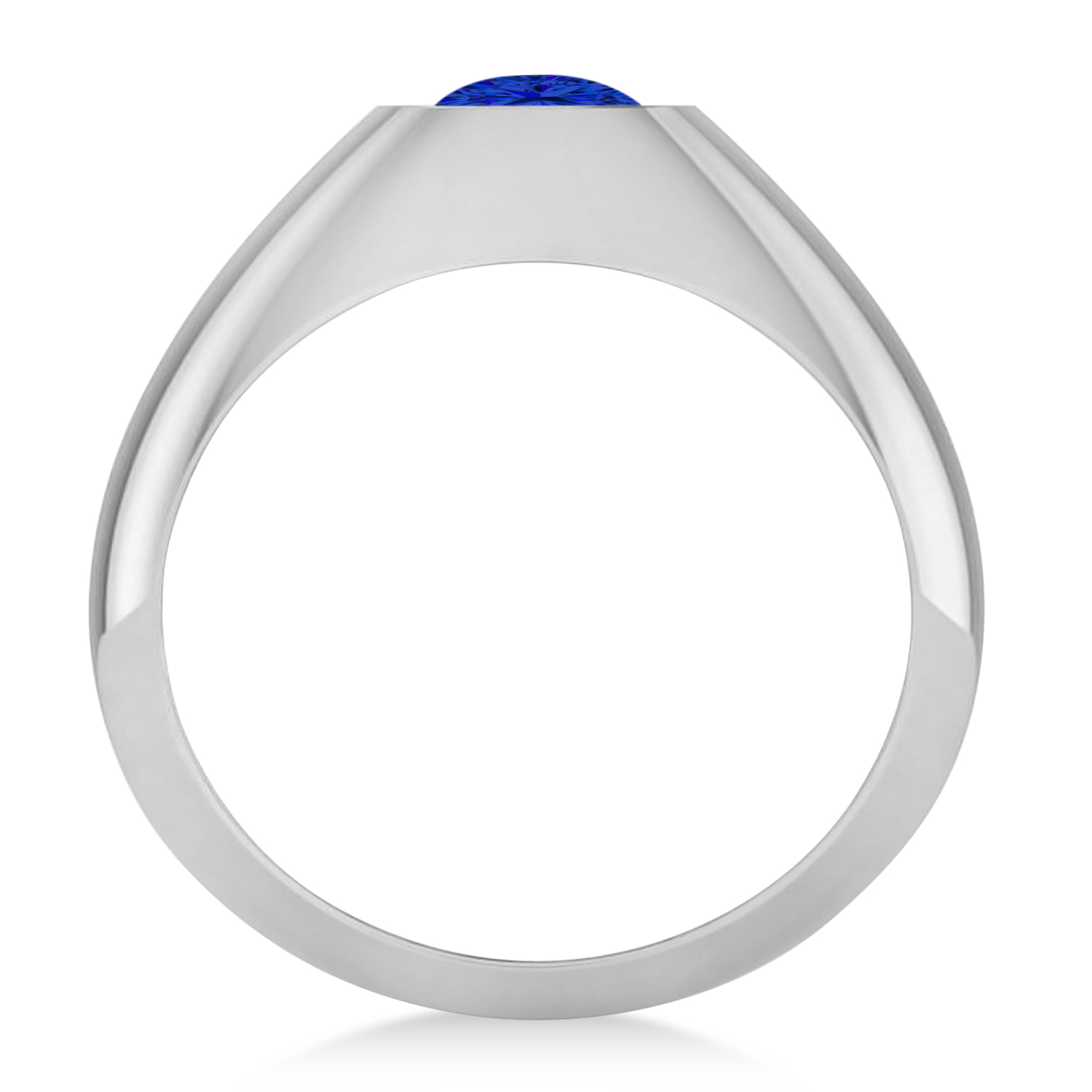 Men's Blue Sapphire Gypsy Ring 14k White Gold (1.00ct)