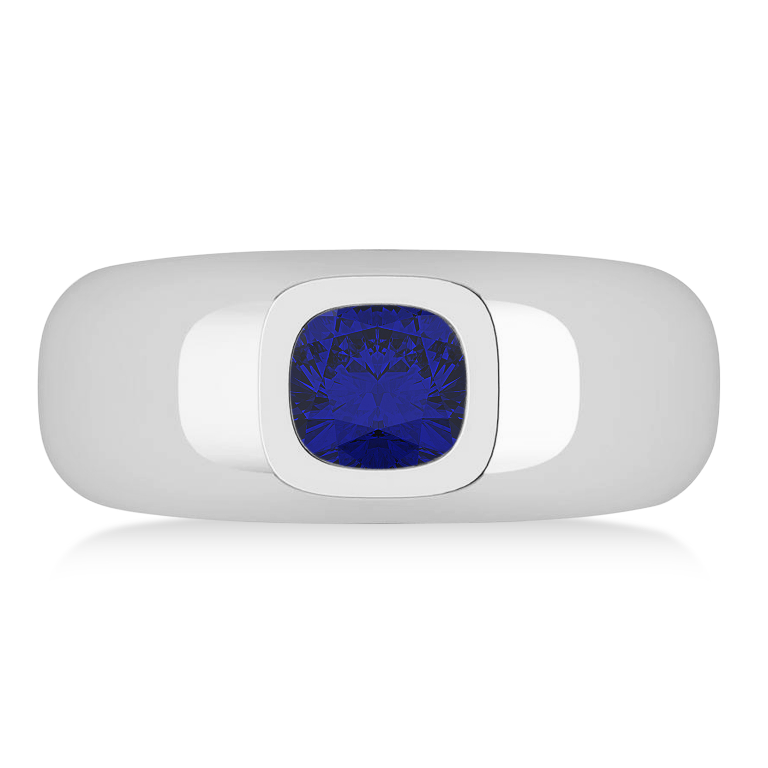 Men's Blue Sapphire Gypsy Ring 14k White Gold (1.00ct)