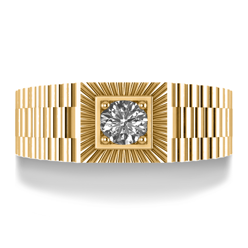 Two Tone Cut Diamond Men's Fashion Ring 14k Yellow Gold (0.50 ct)