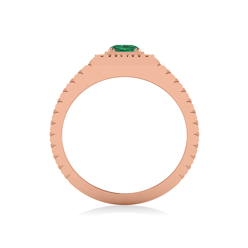 Two Tone Cut Emerald Men's Fashion Ring 14k Rose Gold (0.50 ct)