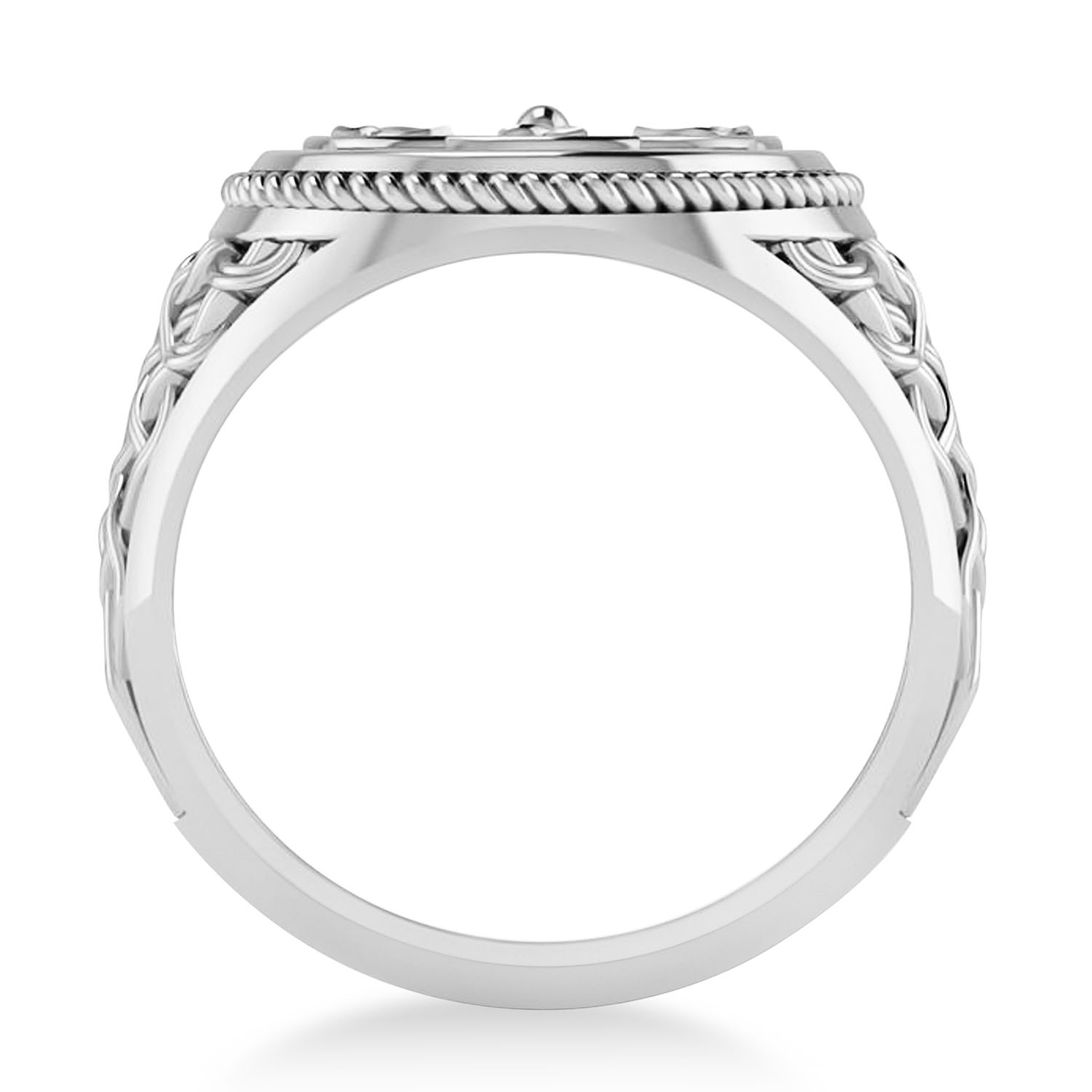 Men's Celtic Cross Signet Ring 14k White Gold