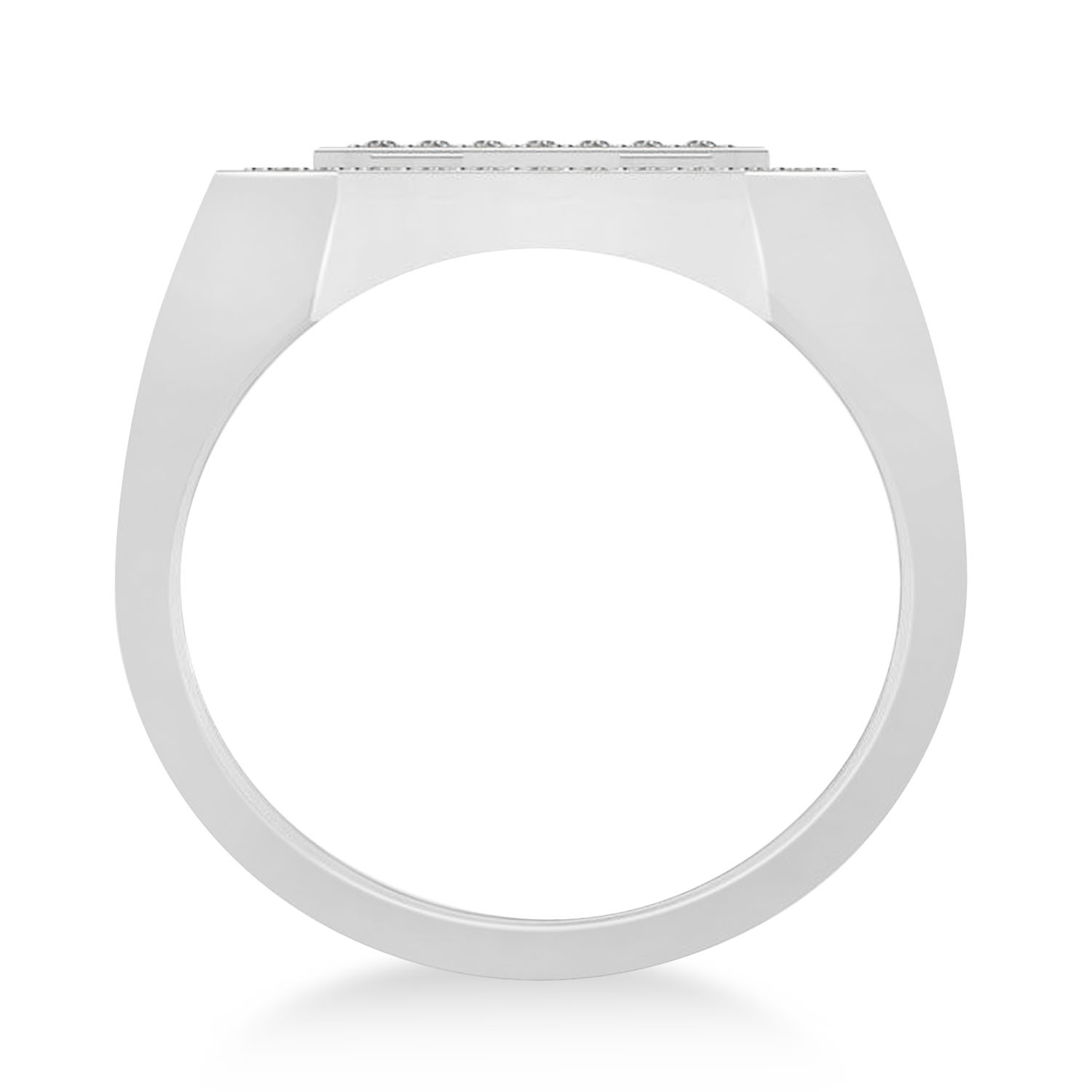 Men's Diamond Accent Jerusalem Cross Signet Ring 14k White Gold (0.49 ctw)