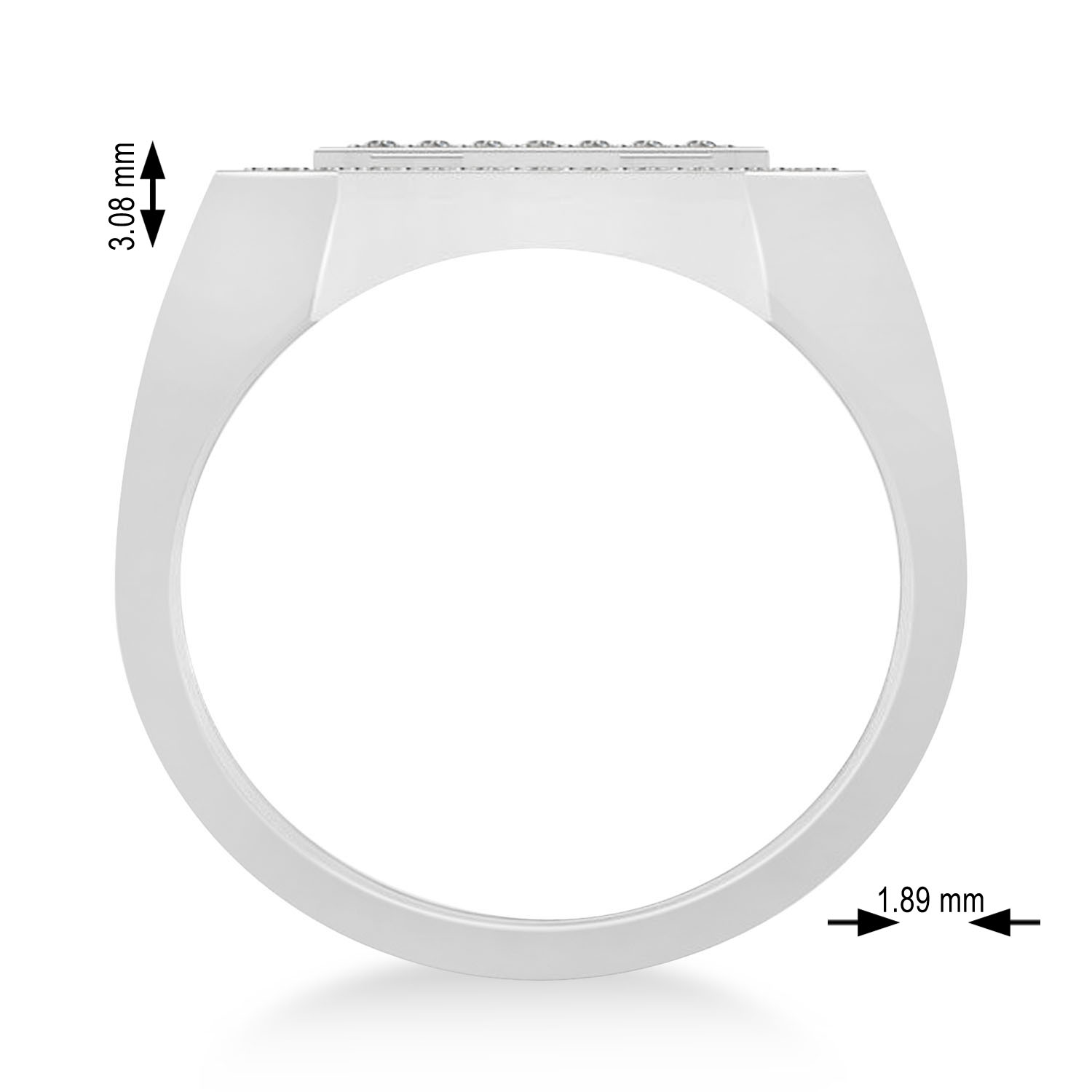 Men's Diamond Accent Jerusalem Cross Signet Ring 14k White Gold (0.49 ctw)