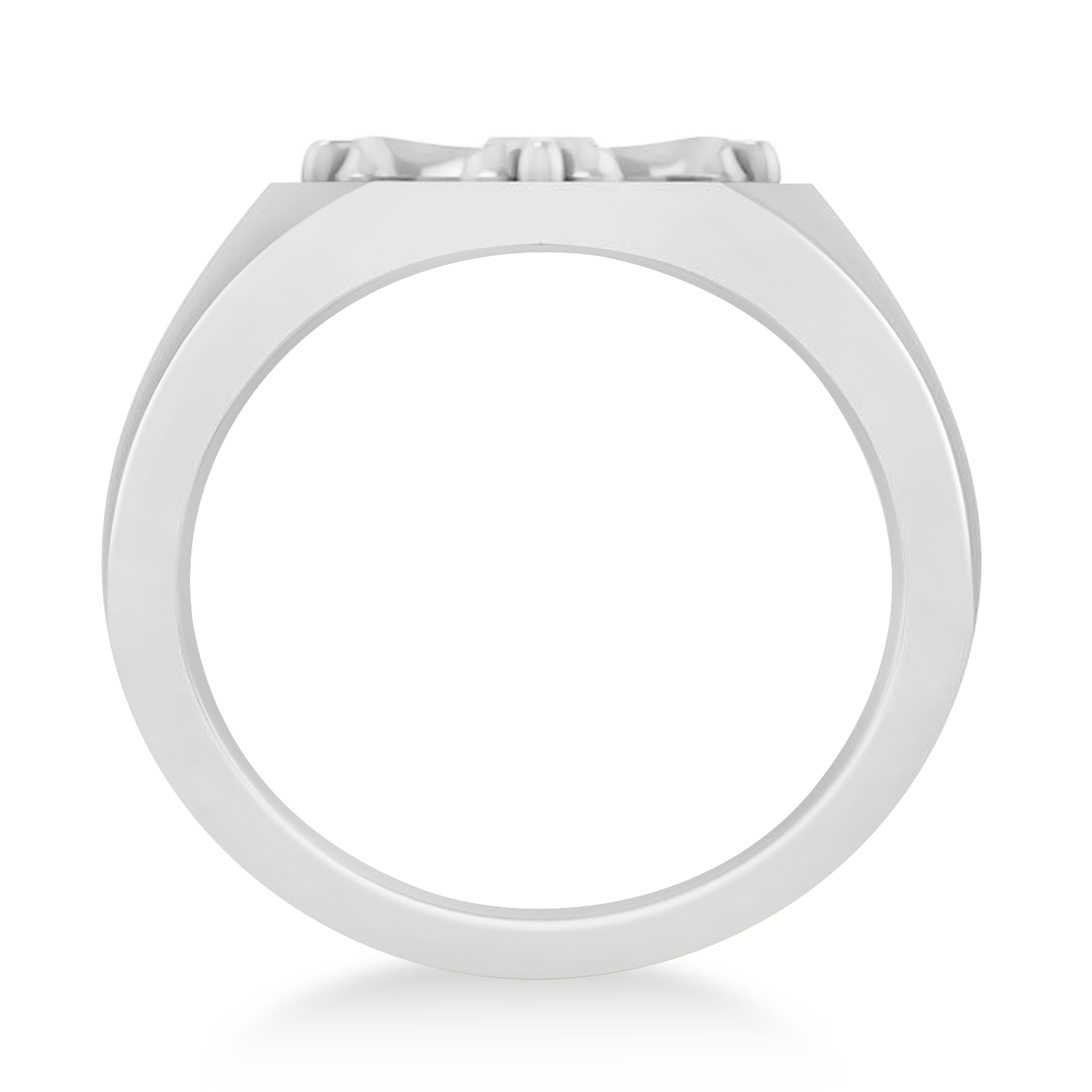 Men's Antique Style Cross Signet Ring 14k White Gold