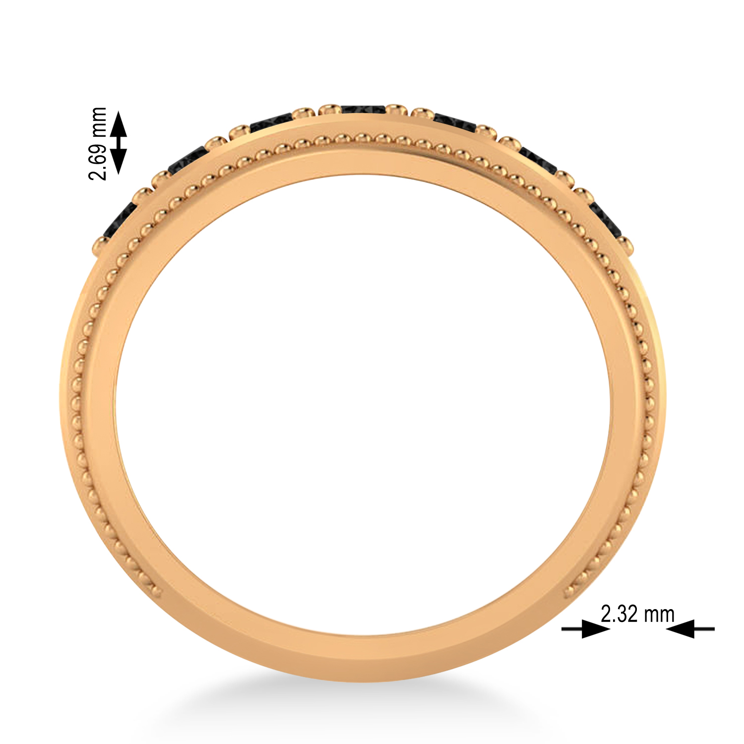 Men's Seven-Stone Black Diamond Milgrain Ring 14k Rose Gold (1.05 ctw)