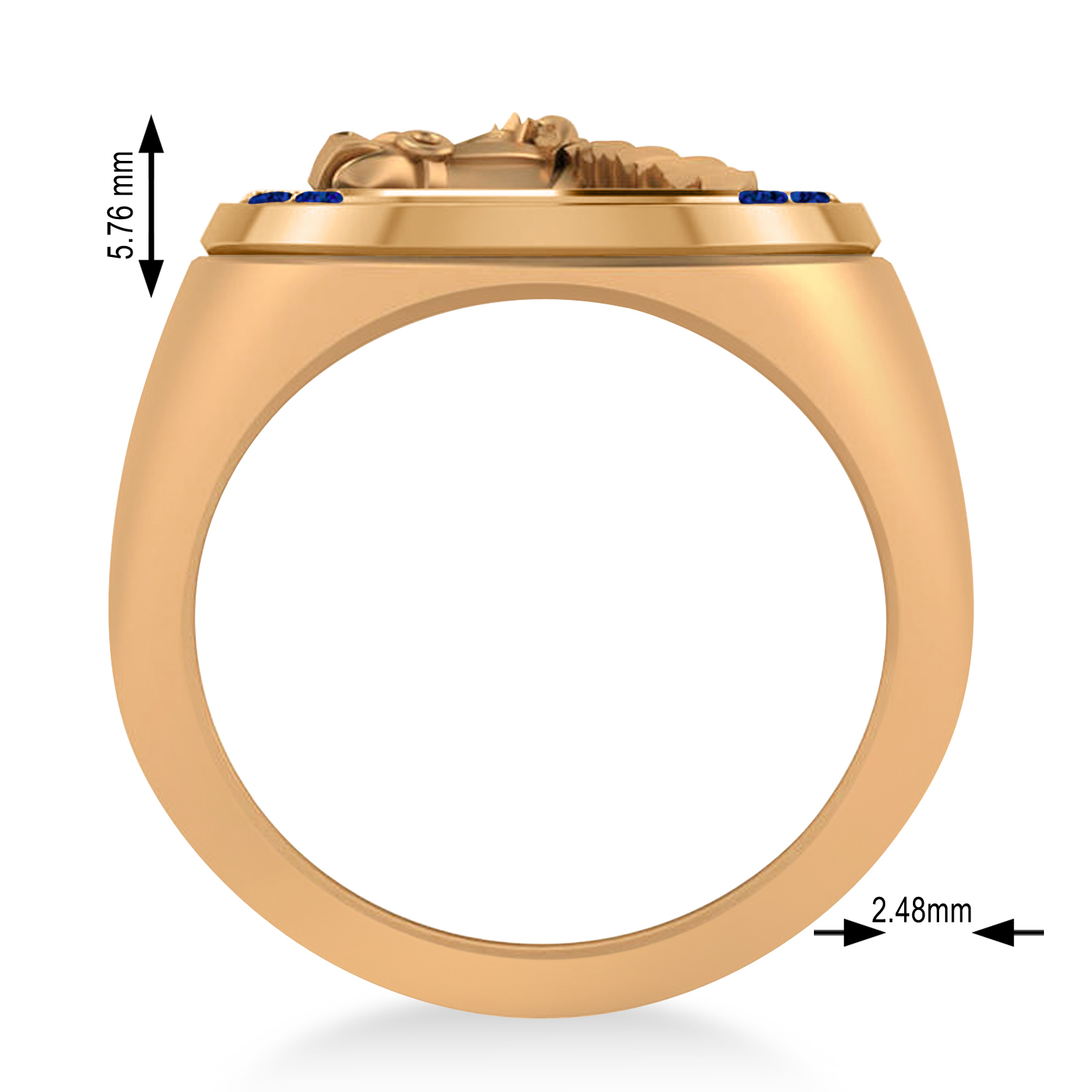 Men's Blue Sapphire Stallion & Horseshoe Fashion Ring 14k Rose Gold (0.36 ctw)