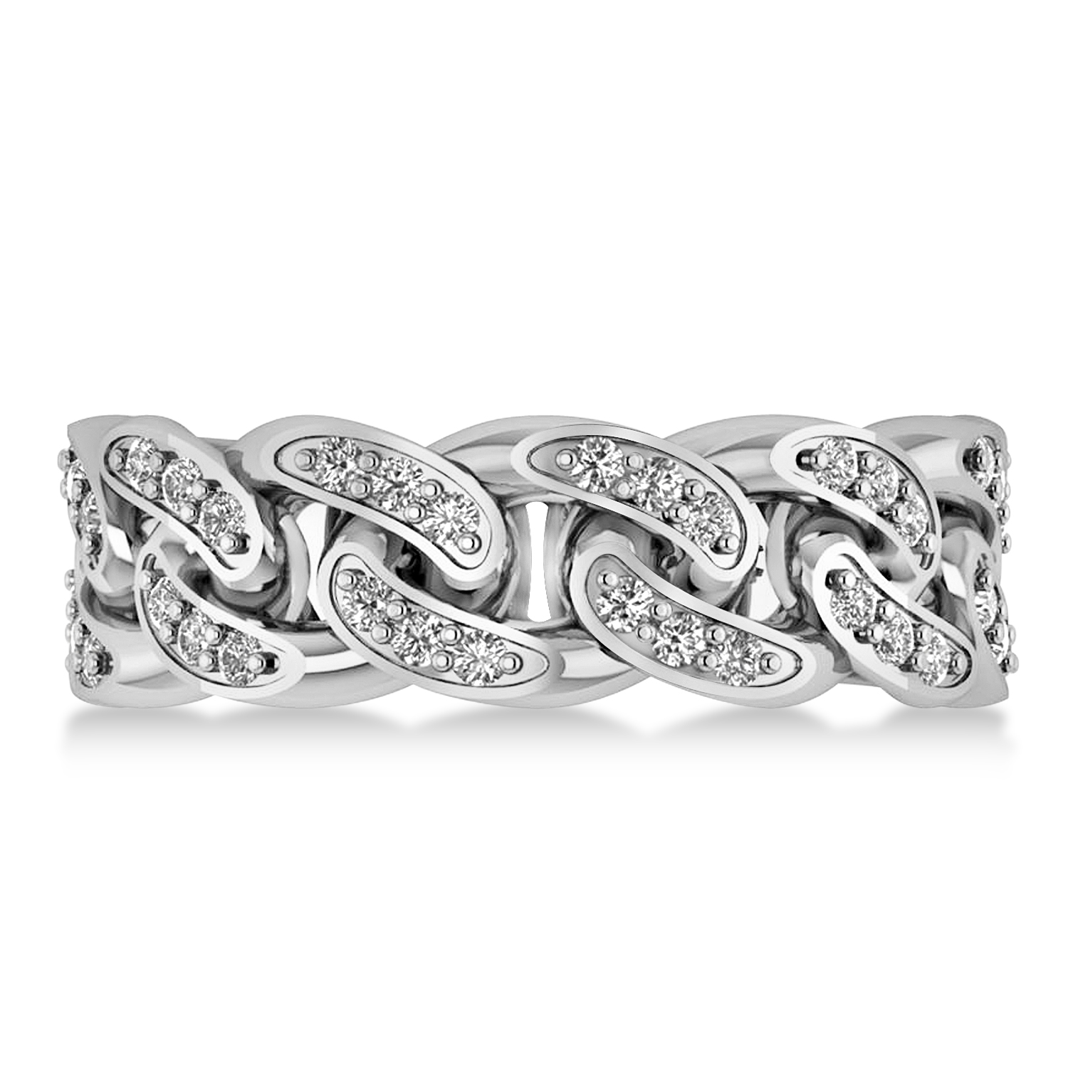 Diamond Novelty Chain Men's Ring 14k White Gold (0.63ct)