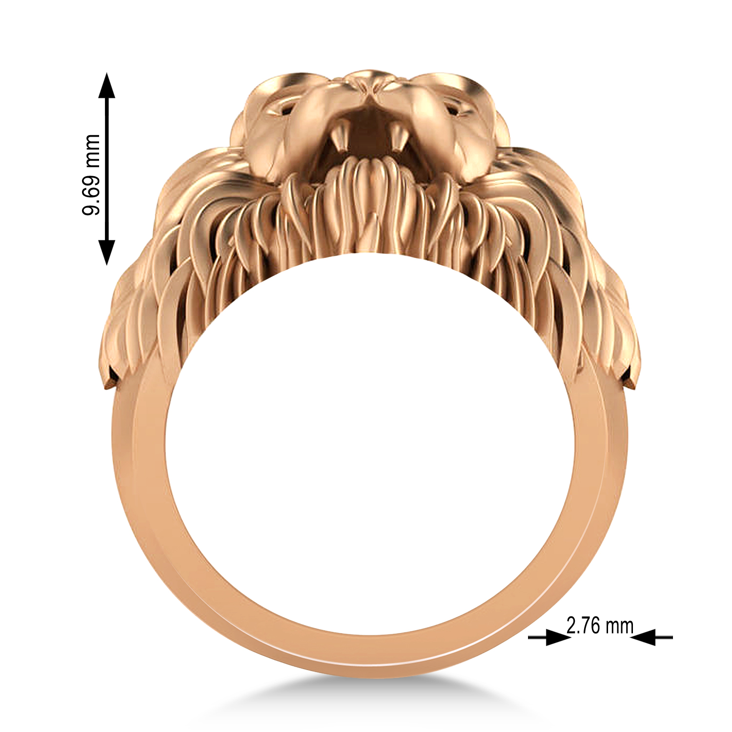 Men's Lion Head Ring 14K Rose Gold