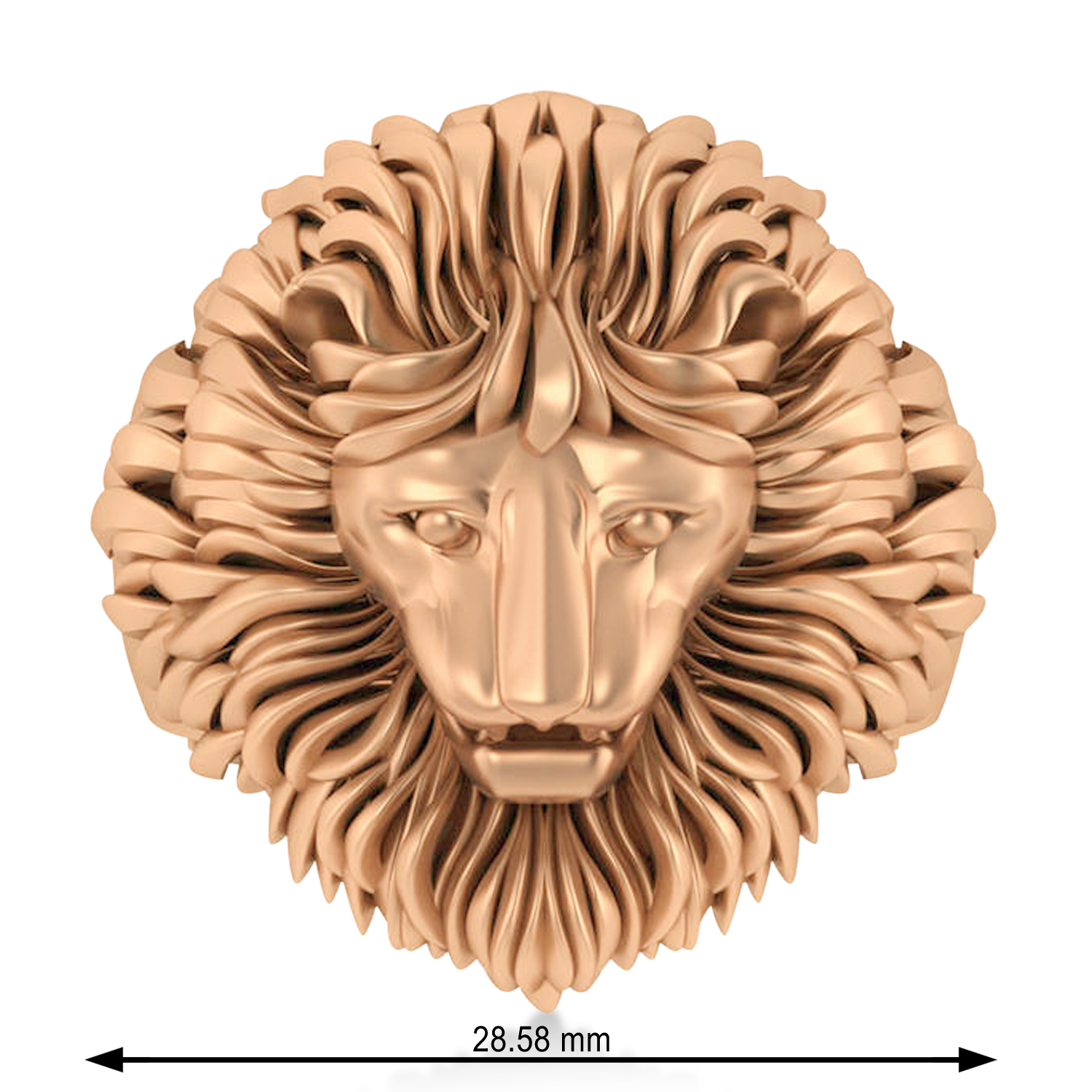 Men's Lion Head Ring 14K Rose Gold