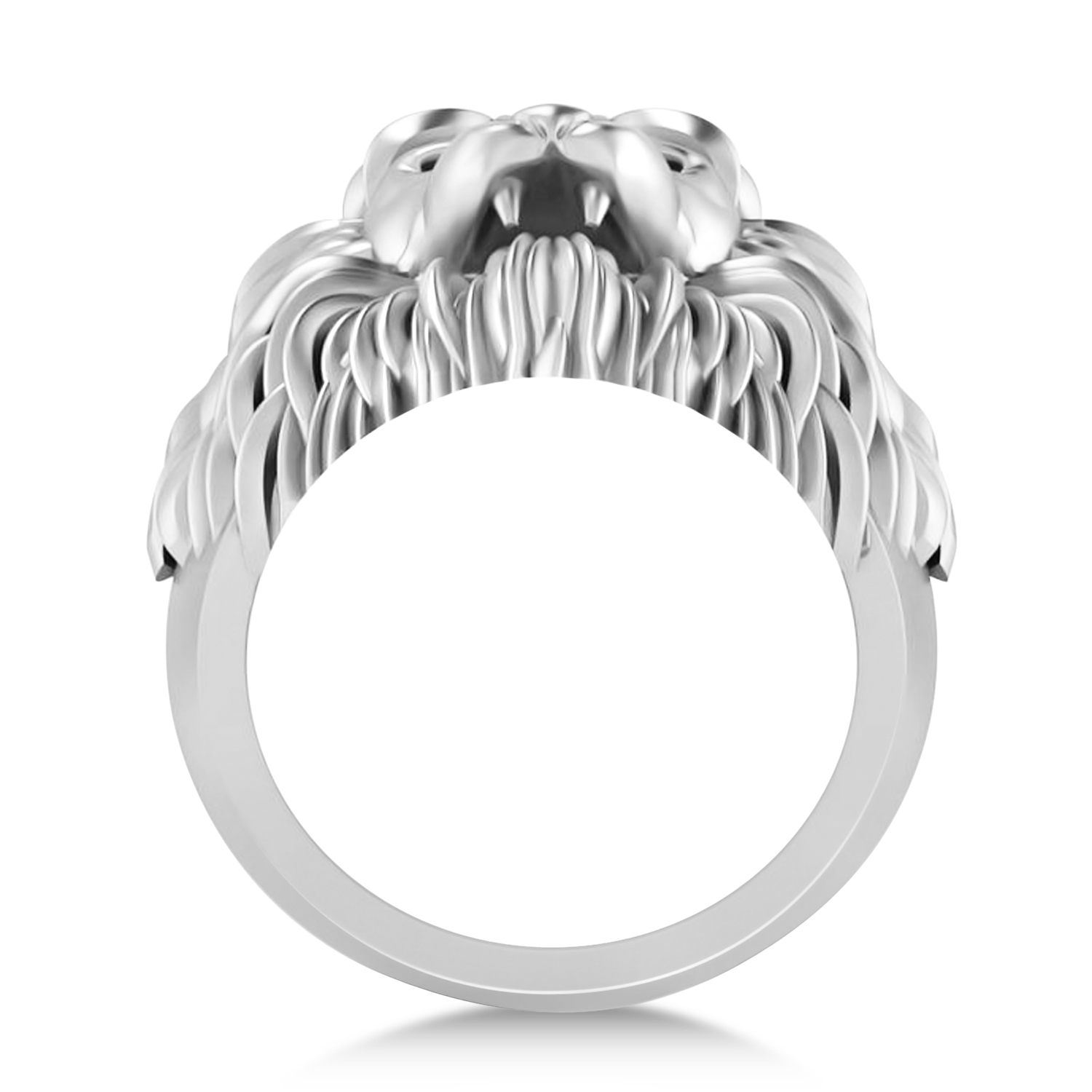 Men's Lion Head Ring 14K White Gold