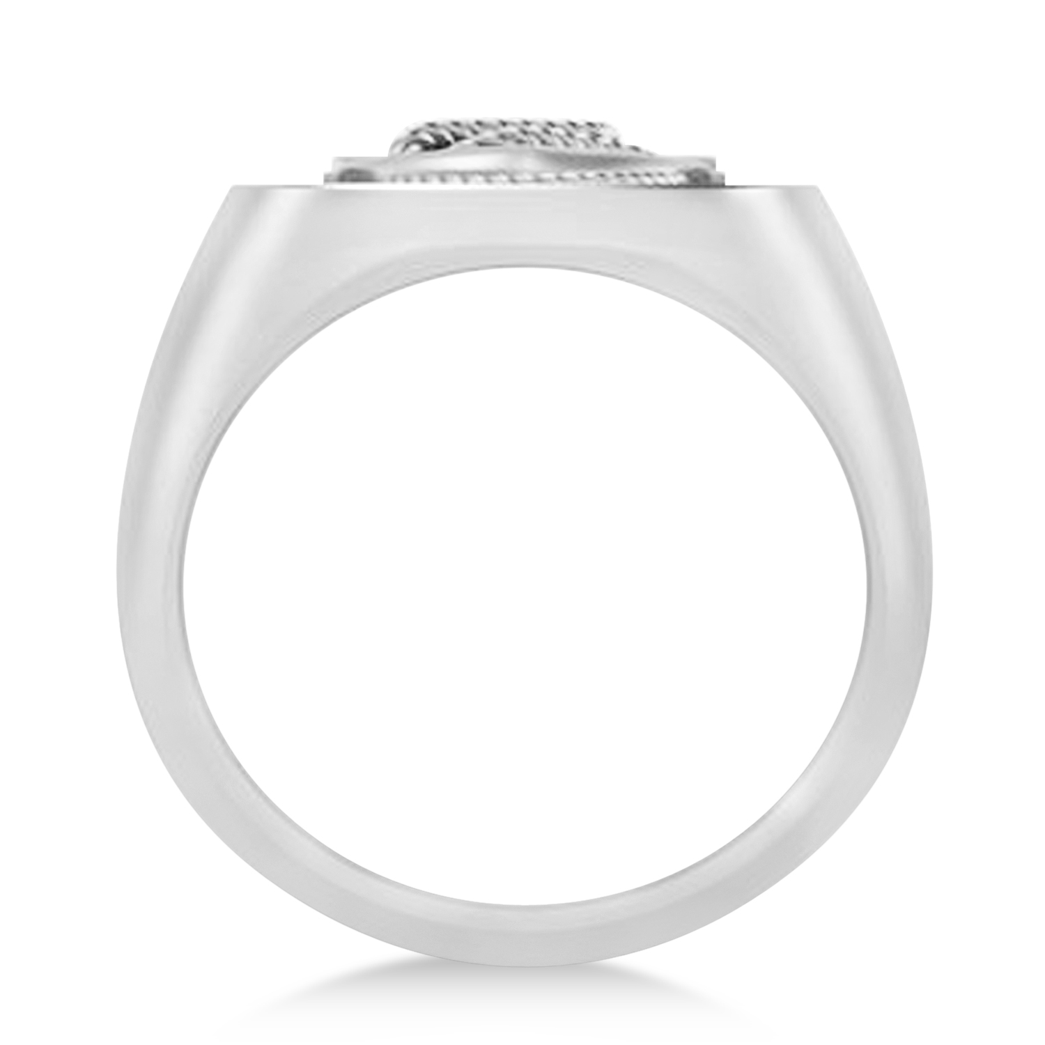 United States Navy Anchor Men's Signet Fashion Ring 14k White Gold