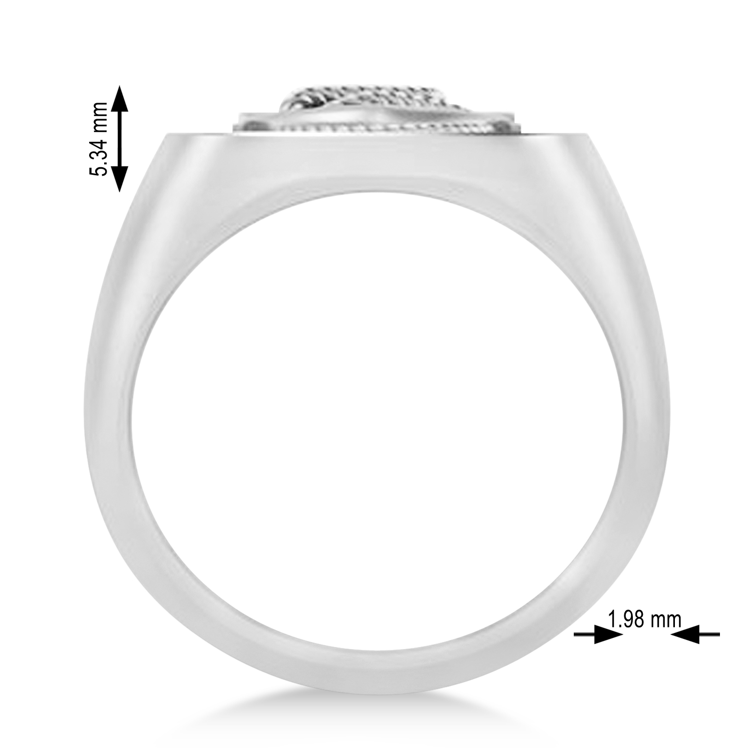 United States Navy Anchor Men's Signet Fashion Ring 14k White Gold