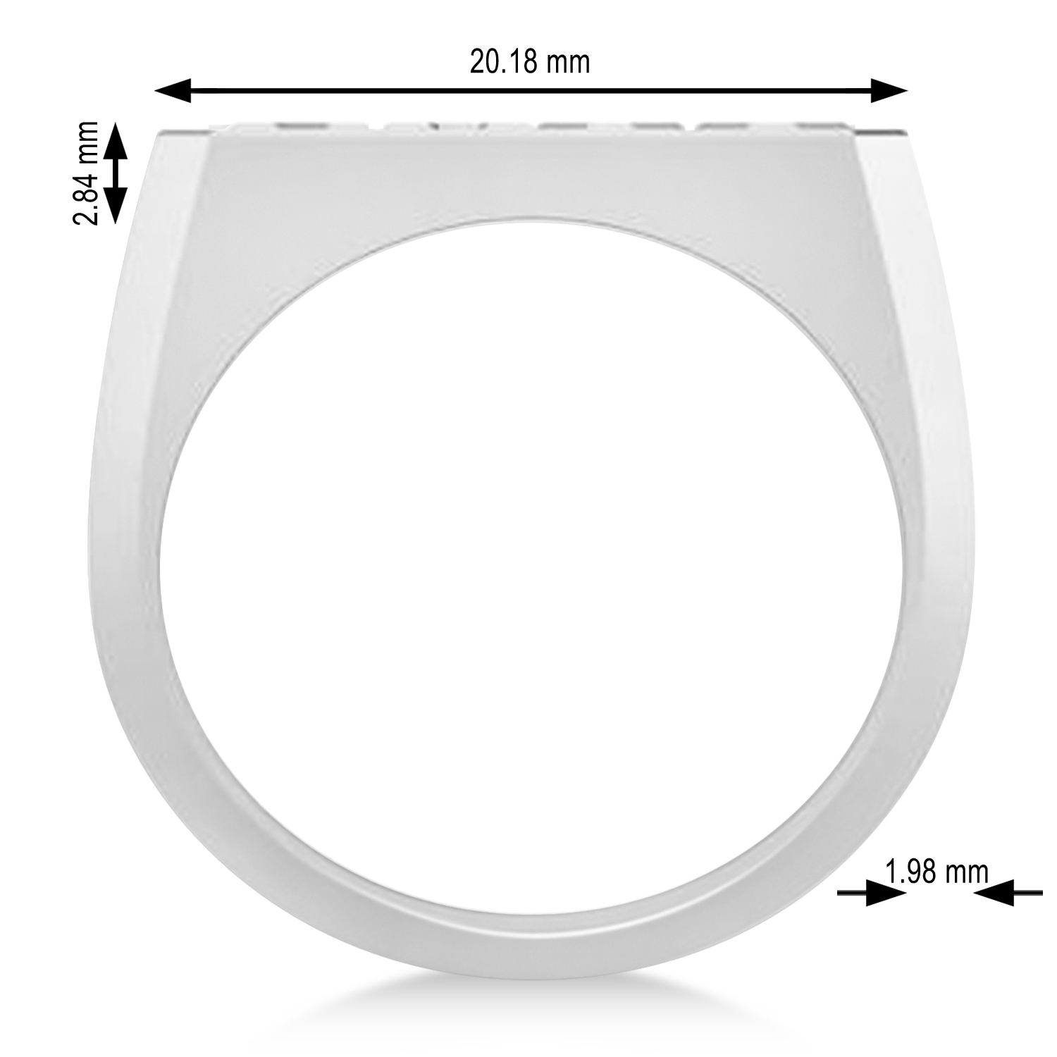 United States Navy Men's Signet Fashion Ring 14k White Gold