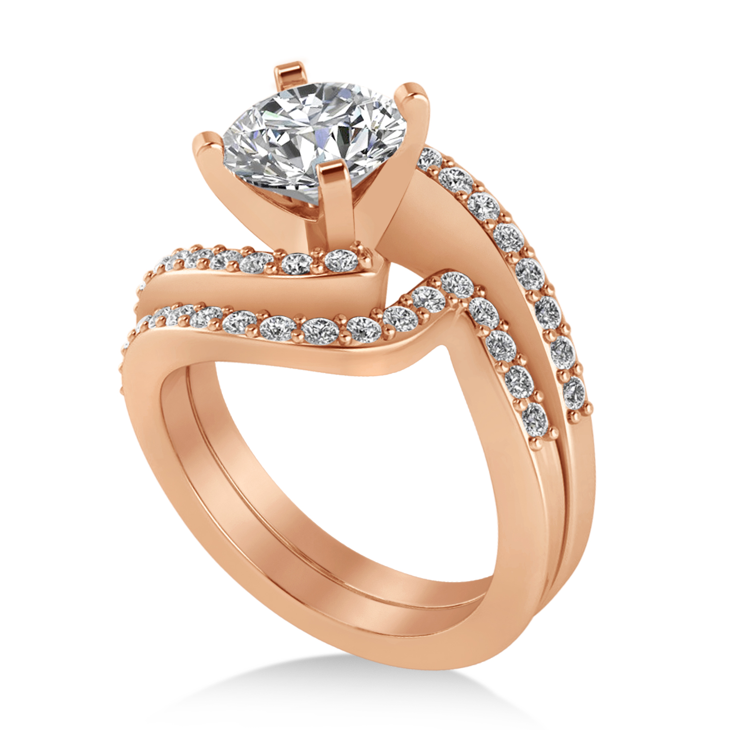 Diamond Accented Tension Set Bridal Set 14k Rose Gold (0.35ct)