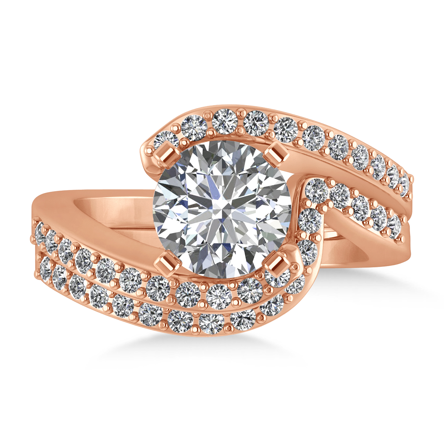 Diamond Accented Tension Set Bridal Set 14k Rose Gold (0.35ct)