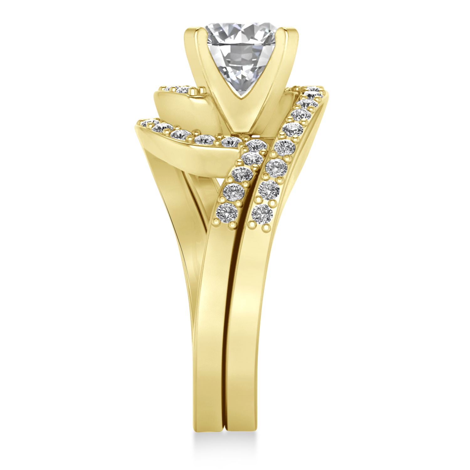 Diamond Accented Tension Set Bridal Set 18k Yellow Gold (0.35ct)