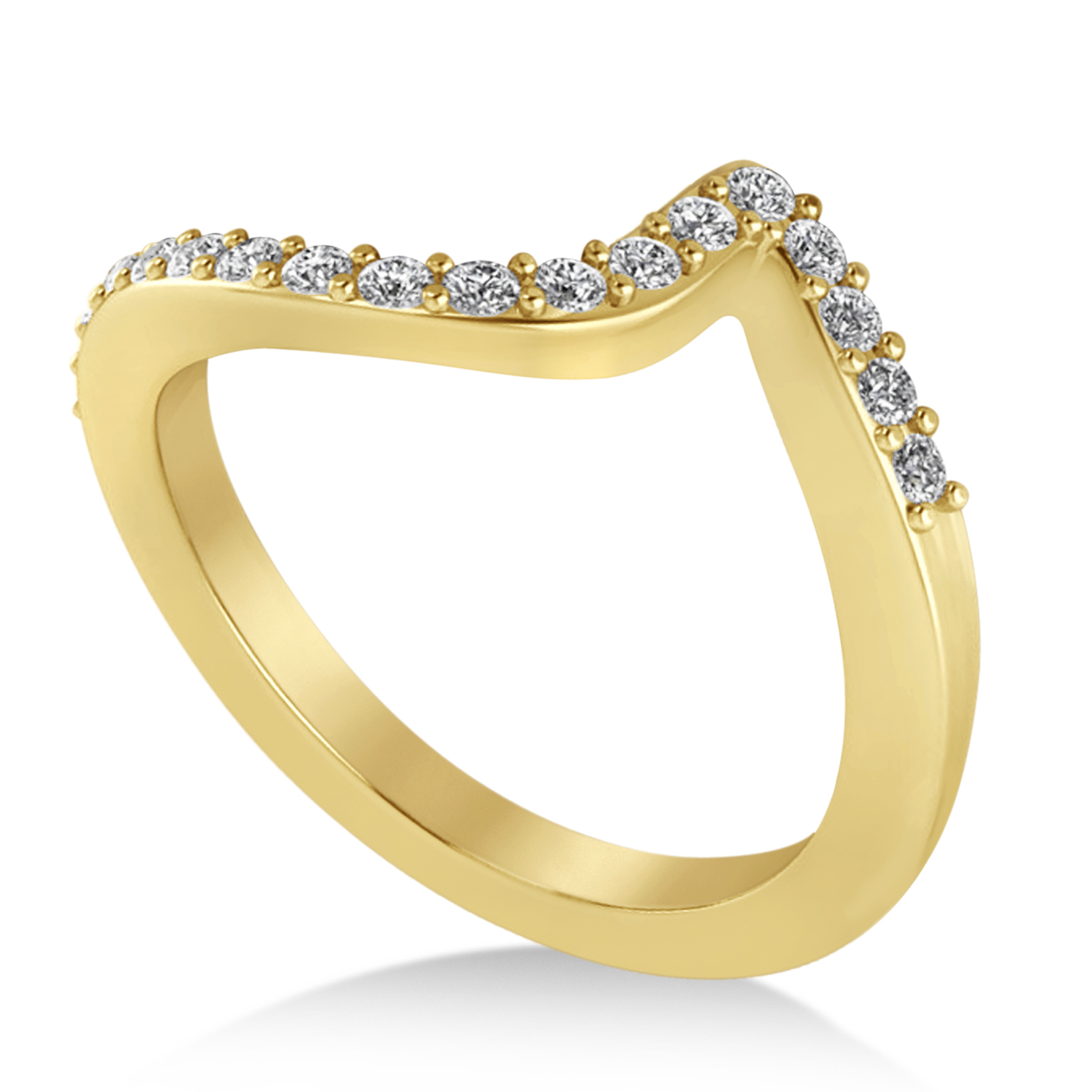 Diamond Accented Tension Set Wedding Band 18k Yellow Gold (0.18ct)