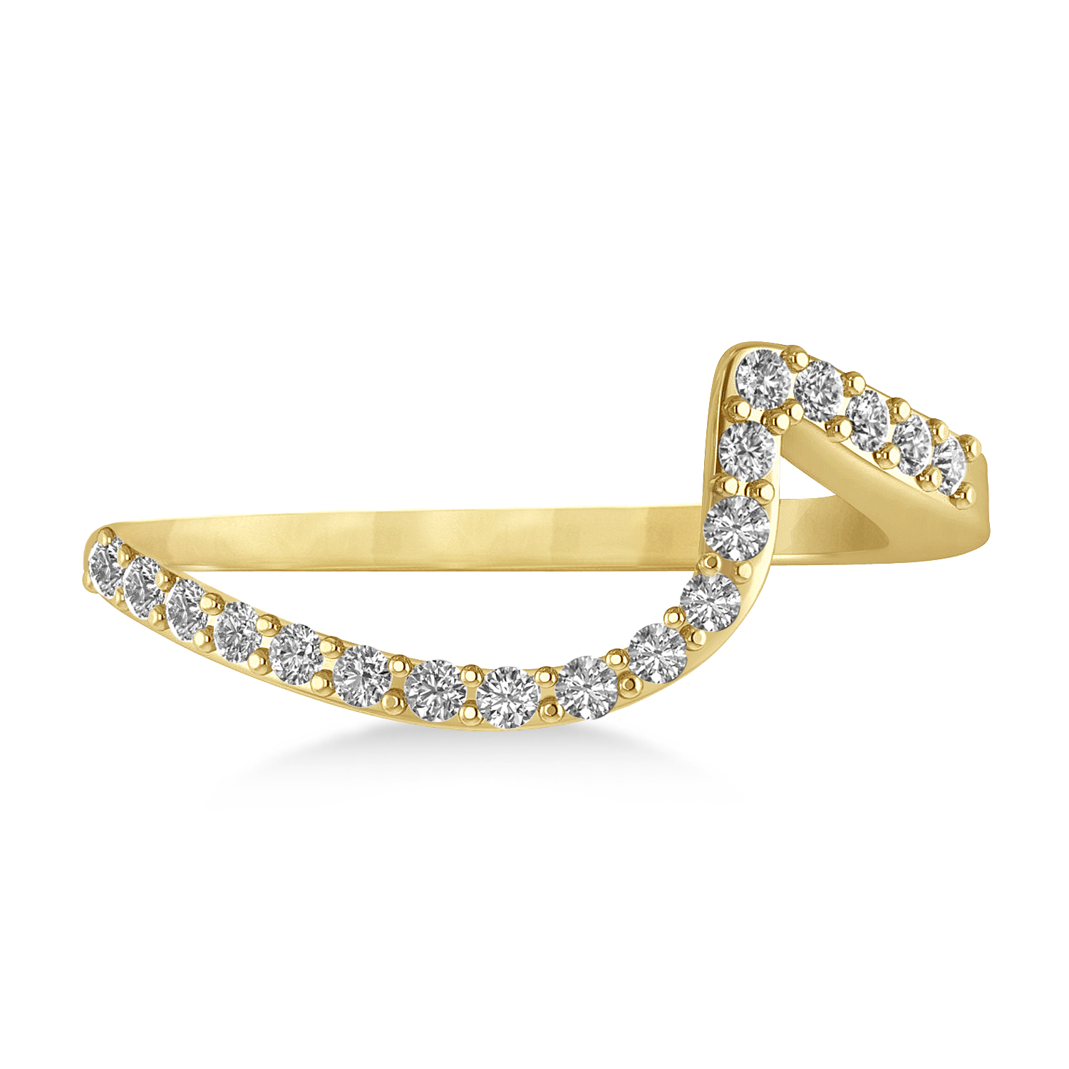 Diamond Accented Tension Set Wedding Band 18k Yellow Gold (0.18ct)