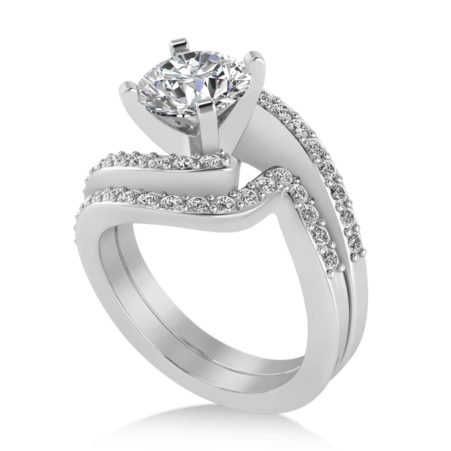 Lab Grown Diamond Accented Tension Set Bridal Set 18k White Gold (0.35ct)