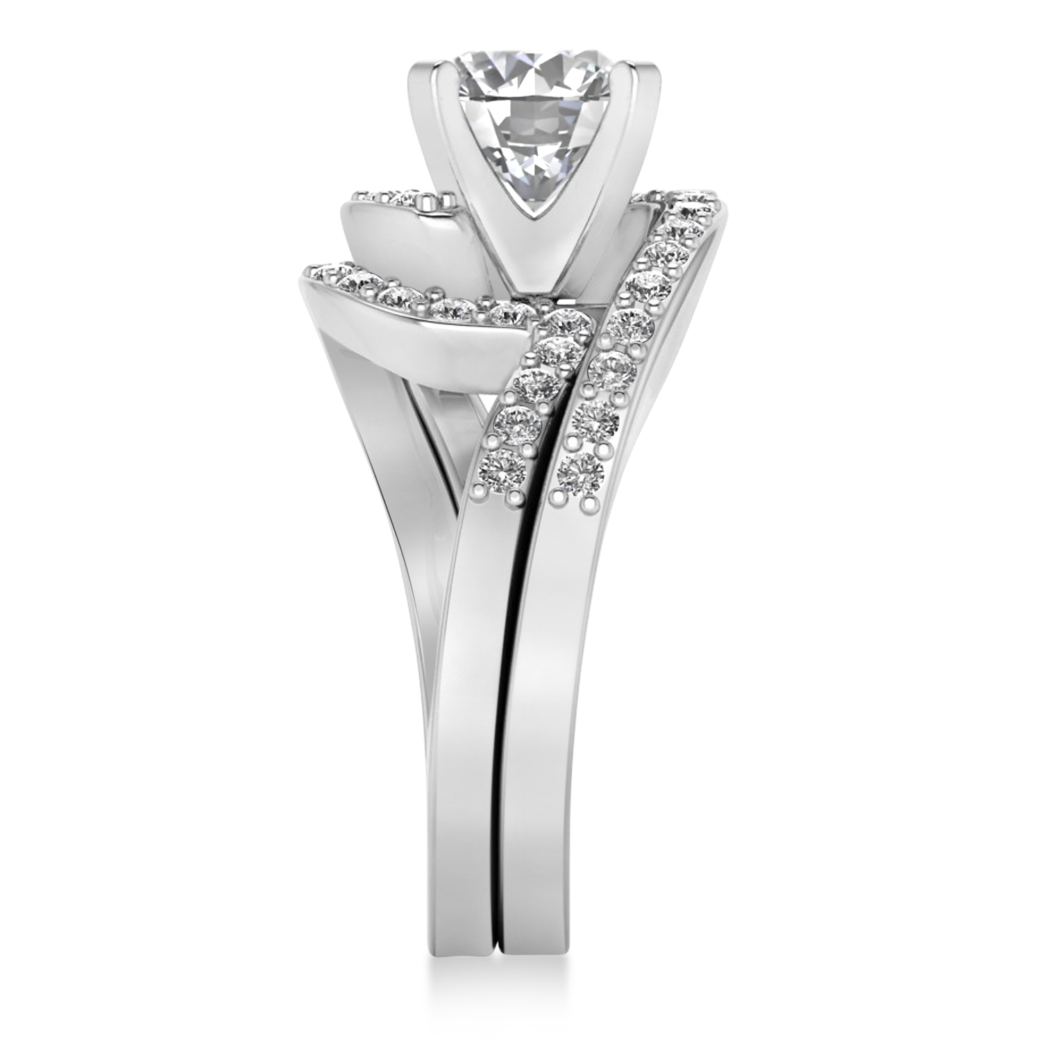 Diamond Accented Tension Set Bridal Set Platinum (0.35ct)