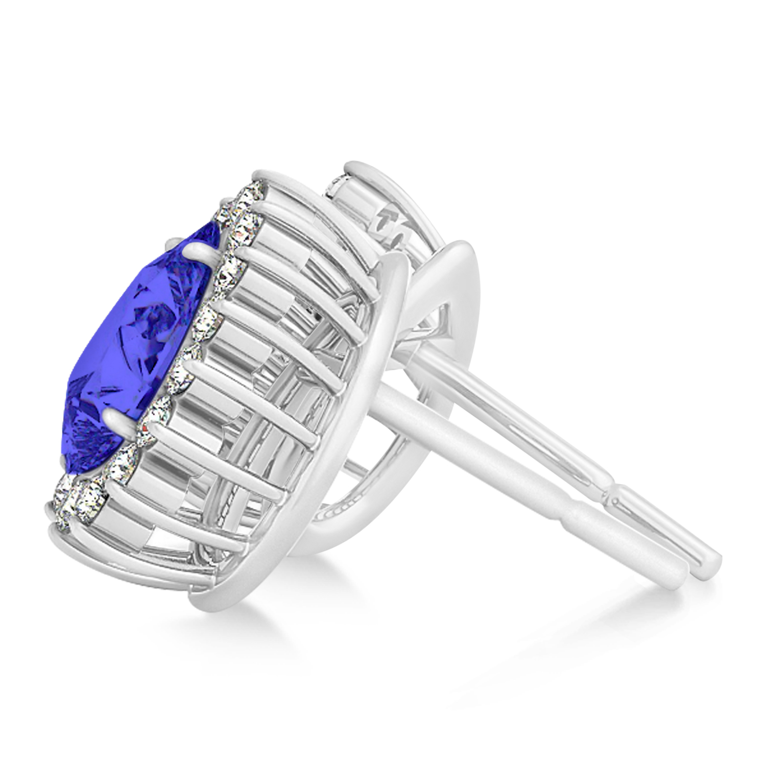 Pear Cut Diamond & Tanzanite Halo Earrings 14k White Gold (1.25ct)