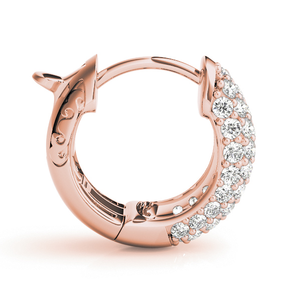 Huggie Round Lab Grown Diamond Pave Earrings Hoops 14k Rose Gold (0.84ct)