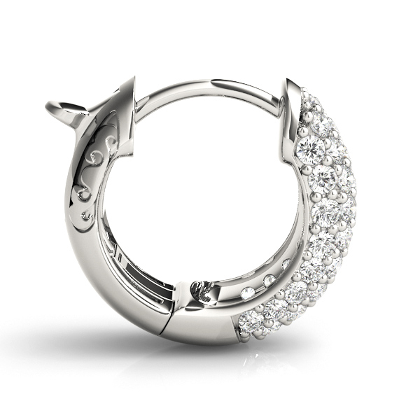 Huggie Round Diamond Pave Earrings Hoops 14k White Gold (0.84ct)