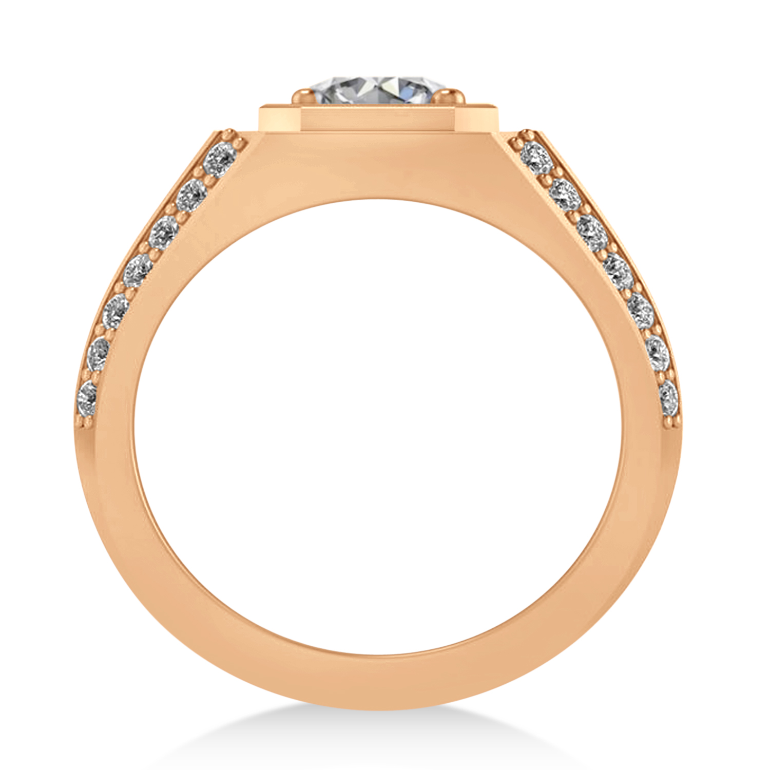 Lab Grown Diamond Accented Men's Engagement Ring 14k Rose Gold (2.06ct)