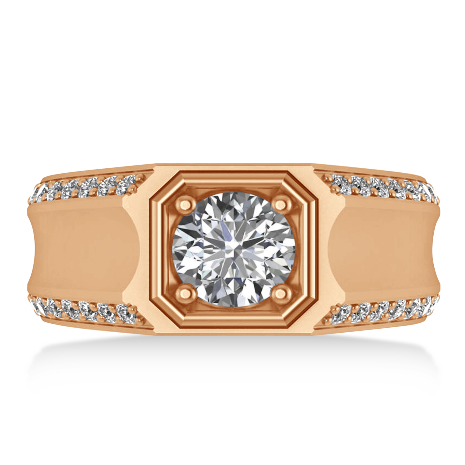Lab Grown Diamond Accented Men's Engagement Ring 14k Rose Gold (2.06ct)