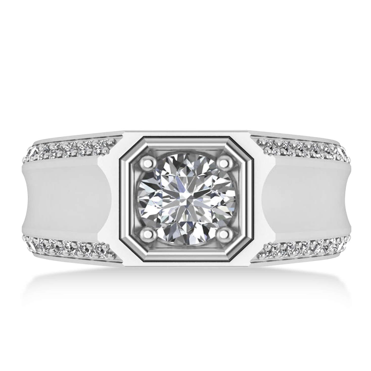 Lab Grown Diamond Accented Men's Engagement Ring 14k White Gold (2.06ct)