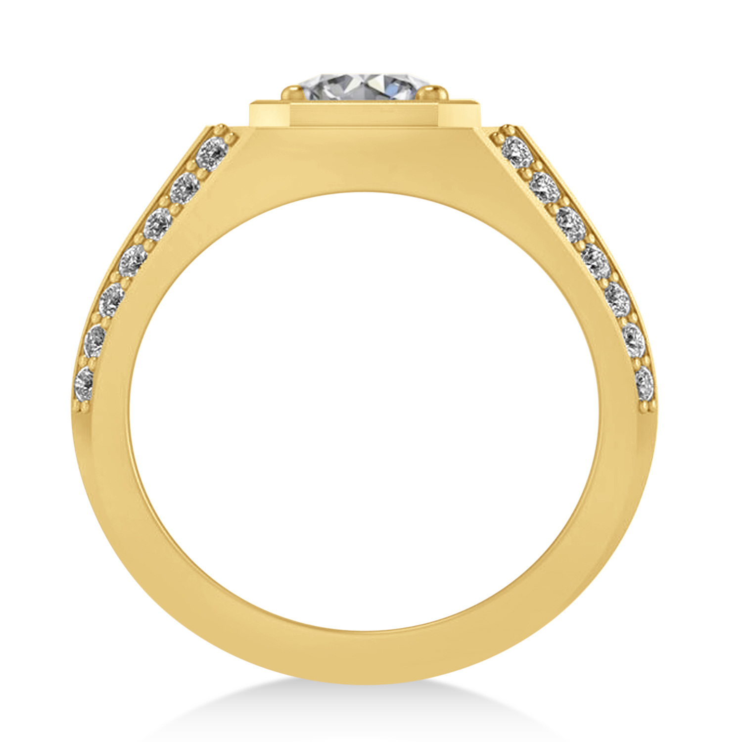 Lab Grown Diamond Accented Men's Engagement Ring 14k Yellow Gold (2.06ct)