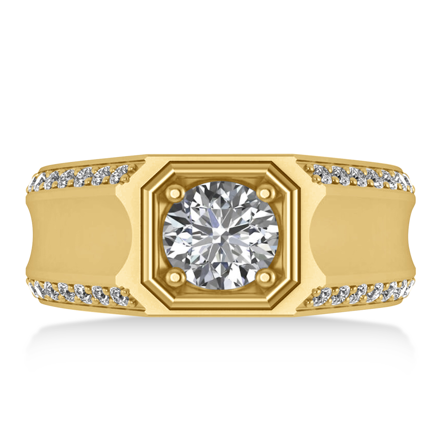 Lab Grown Diamond Accented Men's Engagement Ring 14k Yellow Gold (2.06ct)