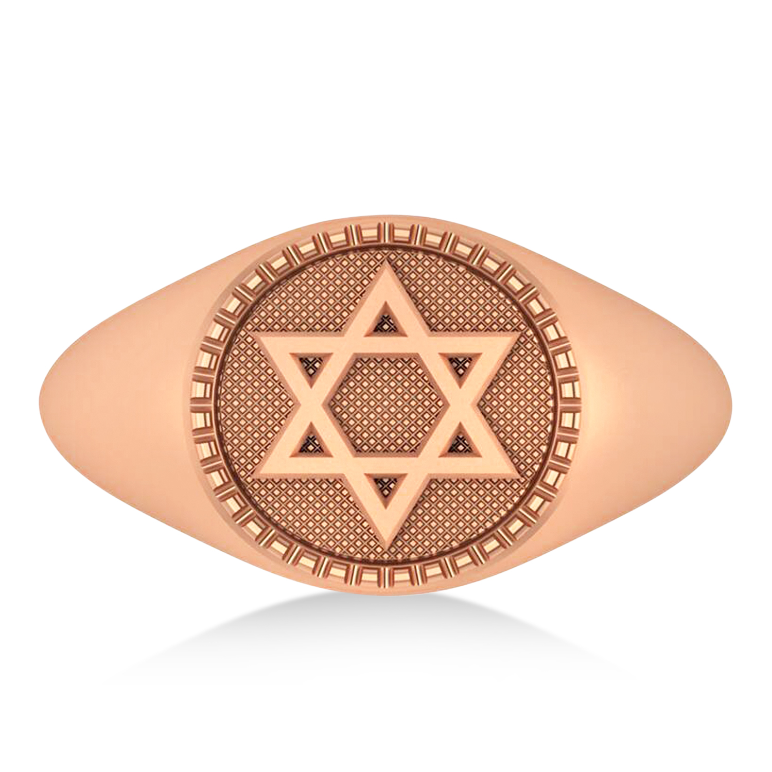 Jewish Star Of David Mens Ring 14K Rose Gold
