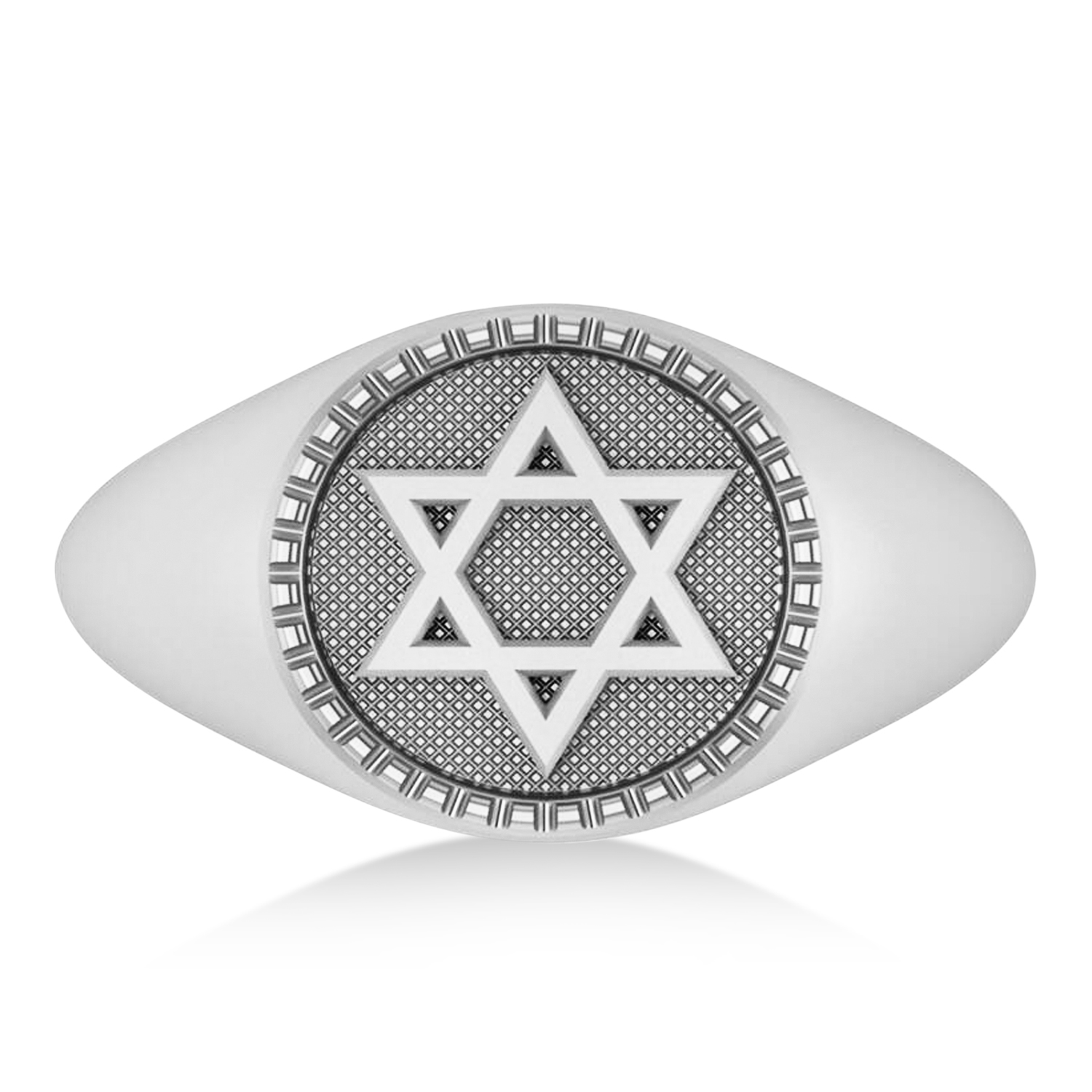 Jewish Star Of David Mens Ring 14K White Gold