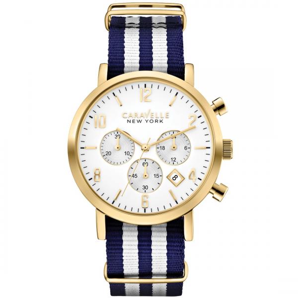 Caravelle Men's Nautical Collection Chronograph Two Tone Nylon Band Watch