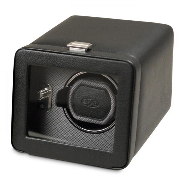 WOLF Windsor Men's Single Watch Winder in Faux Leather with Glass Front Cover