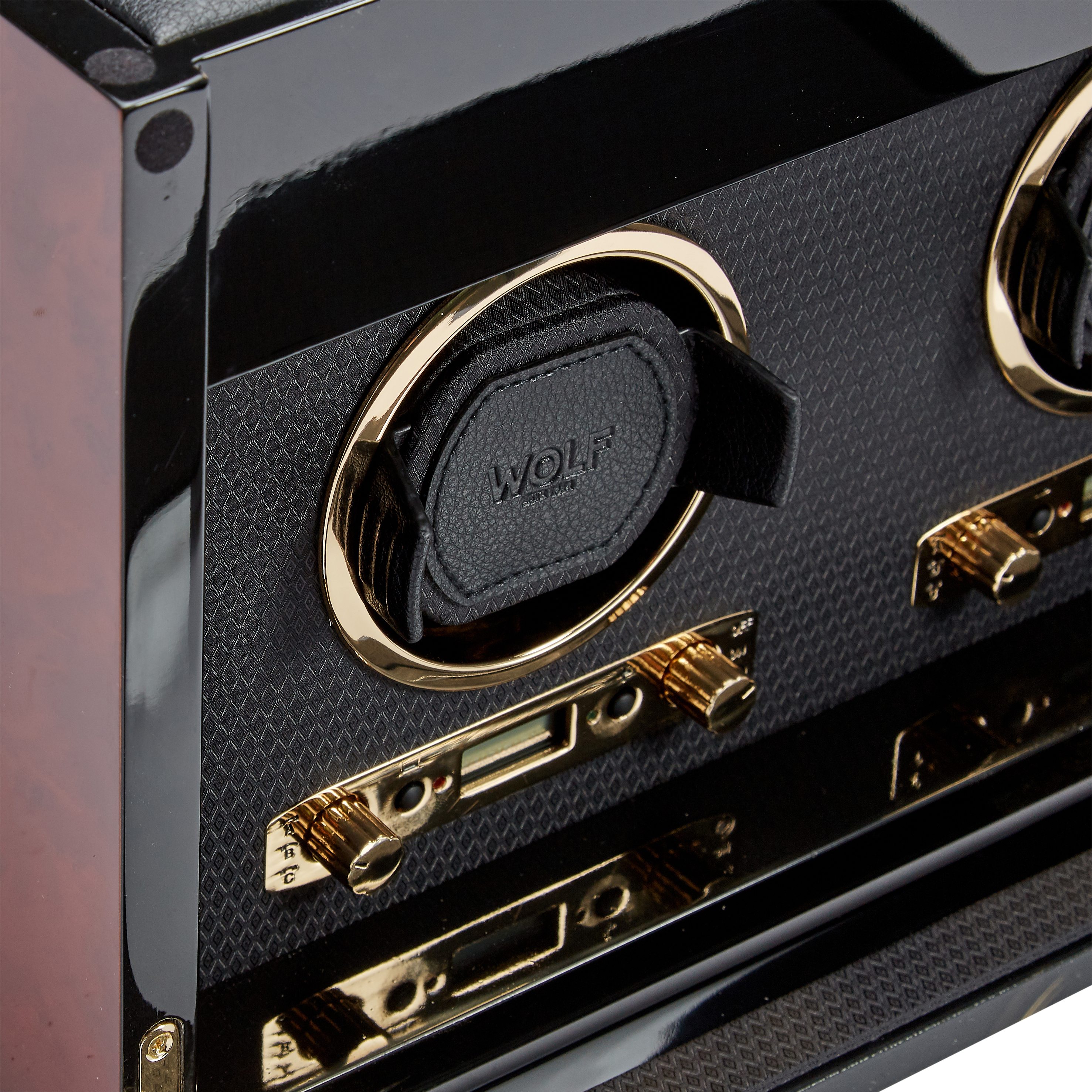 WOLF Savoy Men's Double Watch Winder & Storage Box Glass Cover Key Lock 2 Colors