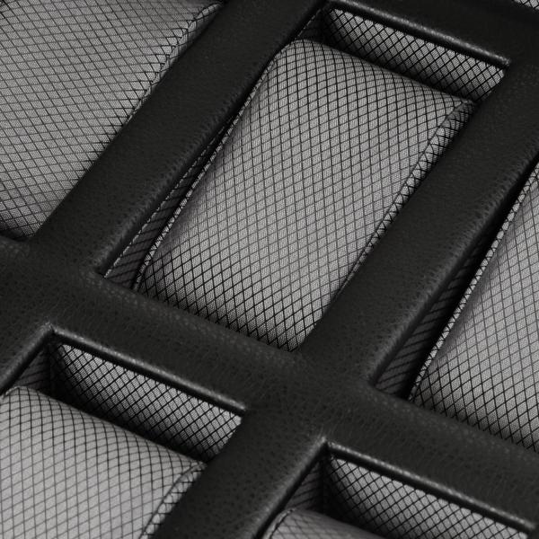 WOLF Windsor Ten Piece Watch Box in Black Faux Leather