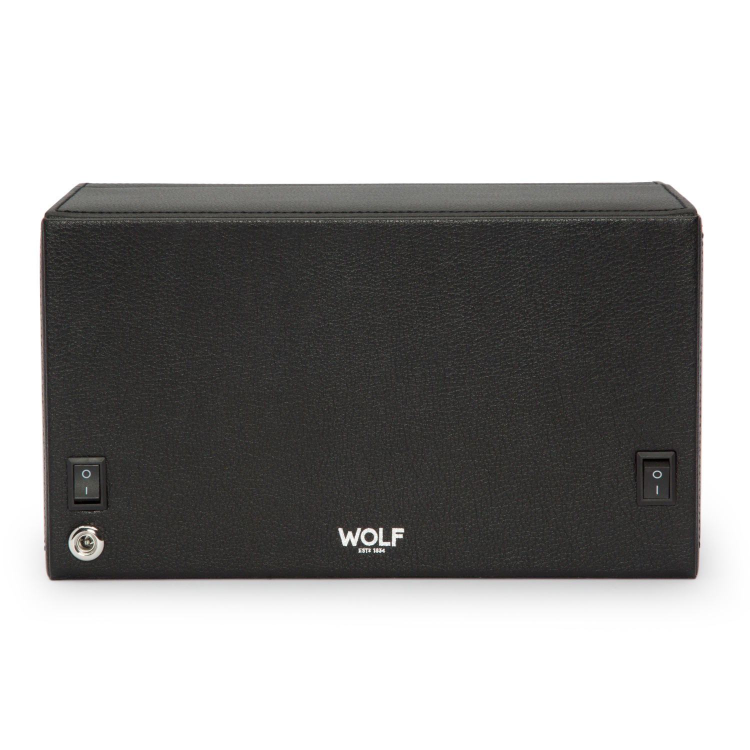 WOLF Double Cub Watch Winder w/ Cover in Black Faux Leather