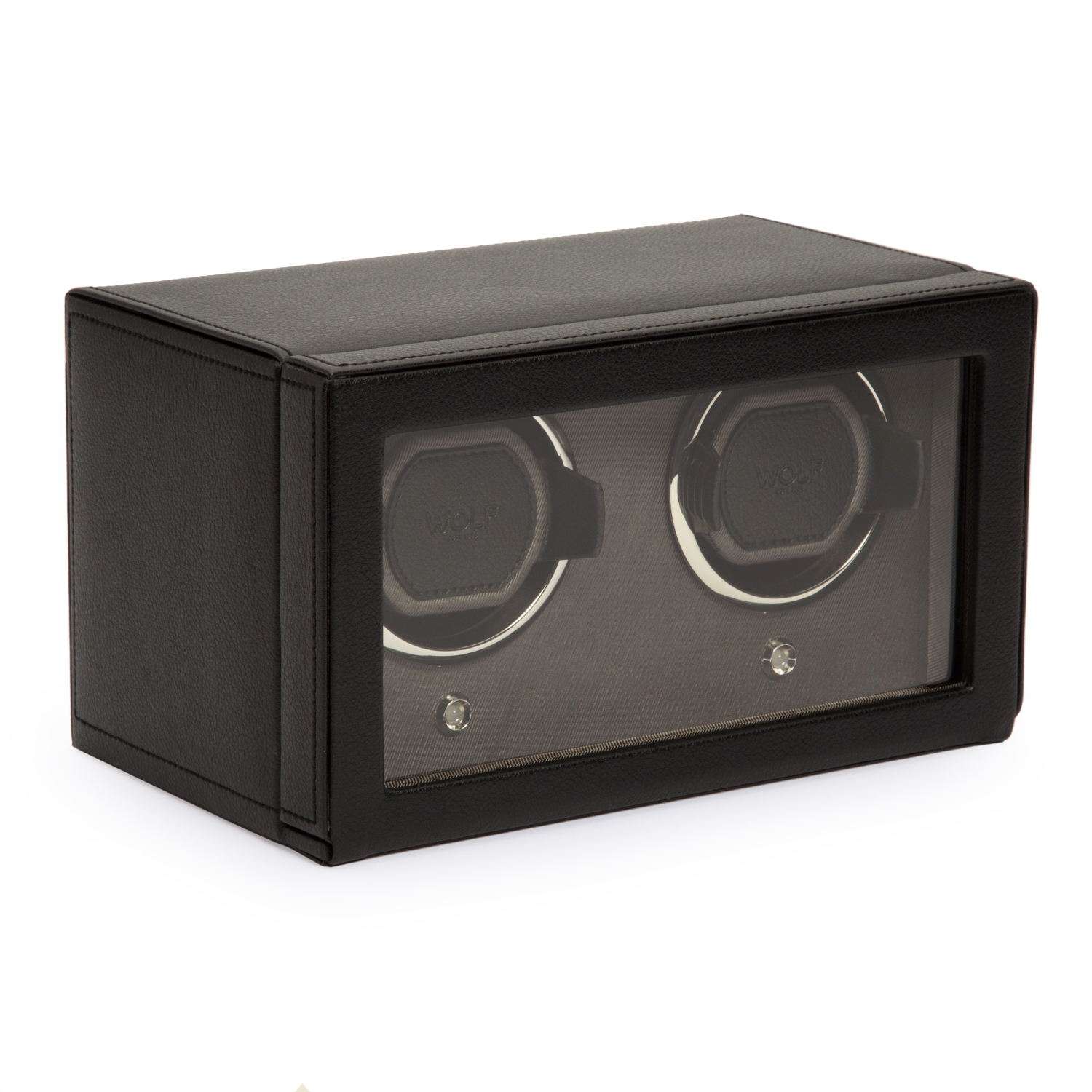 WOLF Double Cub Watch Winder w/ Cover in Black Faux Leather