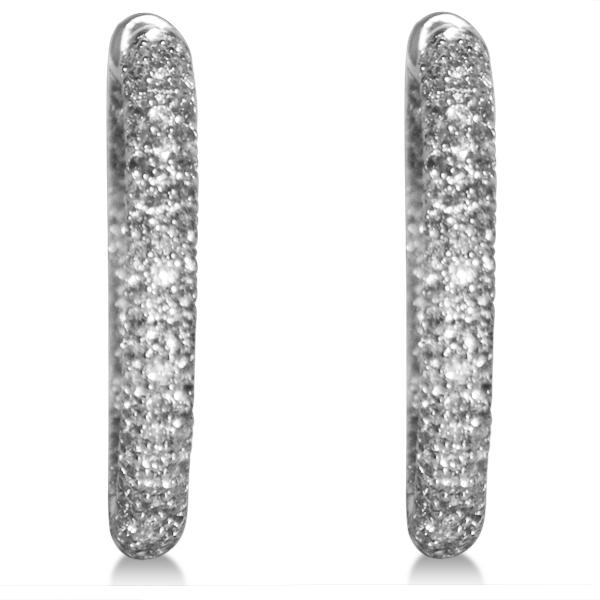 Diamond Accented Hoops Earrings in 14k White Gold (1.75ct)