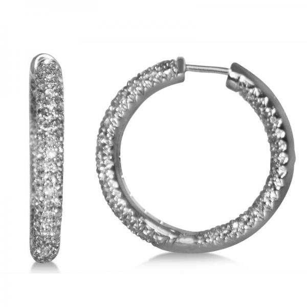 Diamond Accented Hoops Earrings in 14k White Gold (1.75ct)