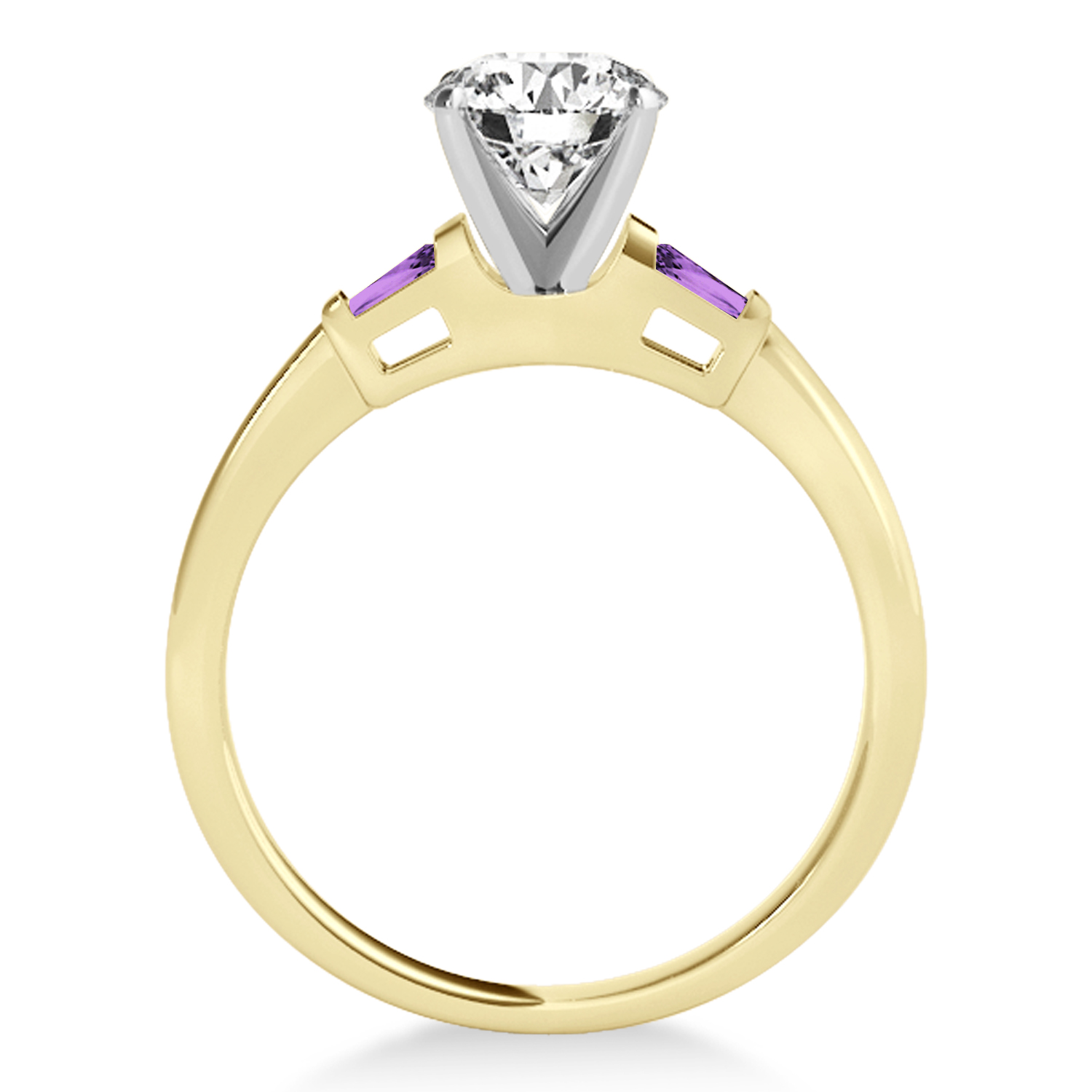 Tapered Baguette 3-Stone Amethyst Engagement Ring 14k Yellow Gold (0.10ct)